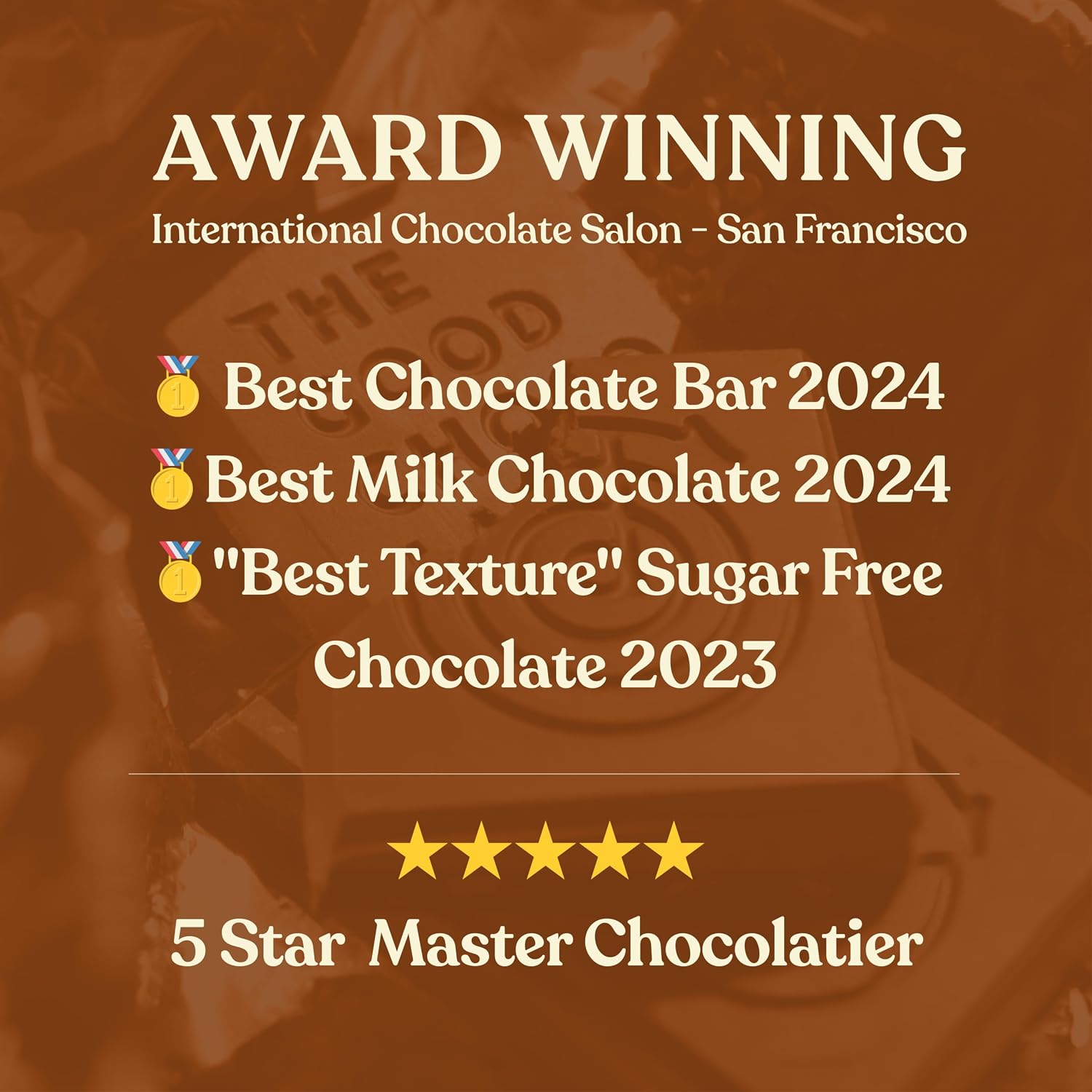 THE GOOD CHOCOLATE – Dark Chocolate Bars with Zero Sugar & Lower Net Carbs – Keto Chocolate Bar with Lower Calories, All Natural and Non-GMO Keto Snacks, 2.5 oz (6 Bars Value Pack)