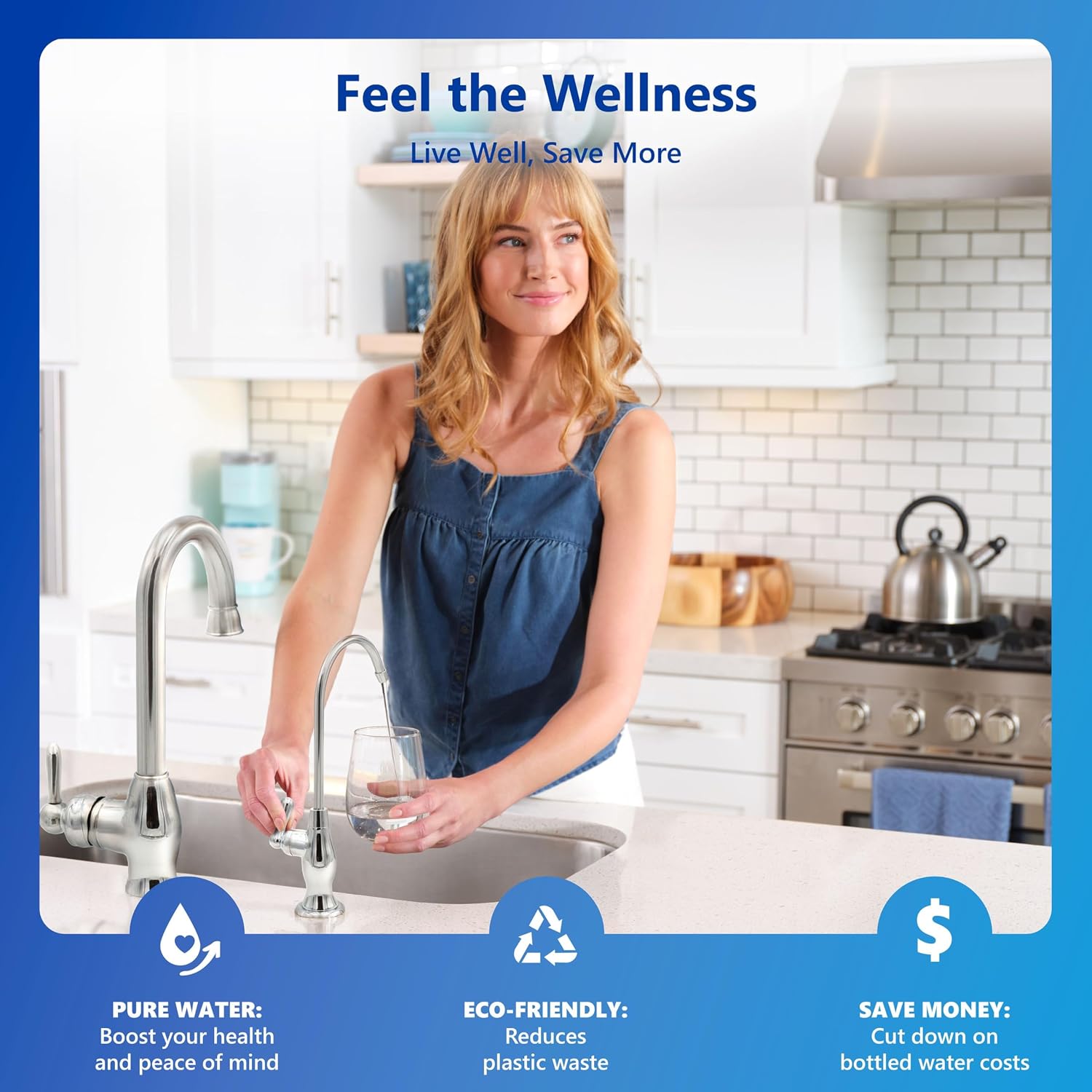 Express Water ROALK5D, 10-Stage Under Sink RO System, Alkaline, 50 GPD | NSF Certified 372, Deluxe Chrome Facuet, Reduces 99% of Impurities, BPA Free, Leak Detection