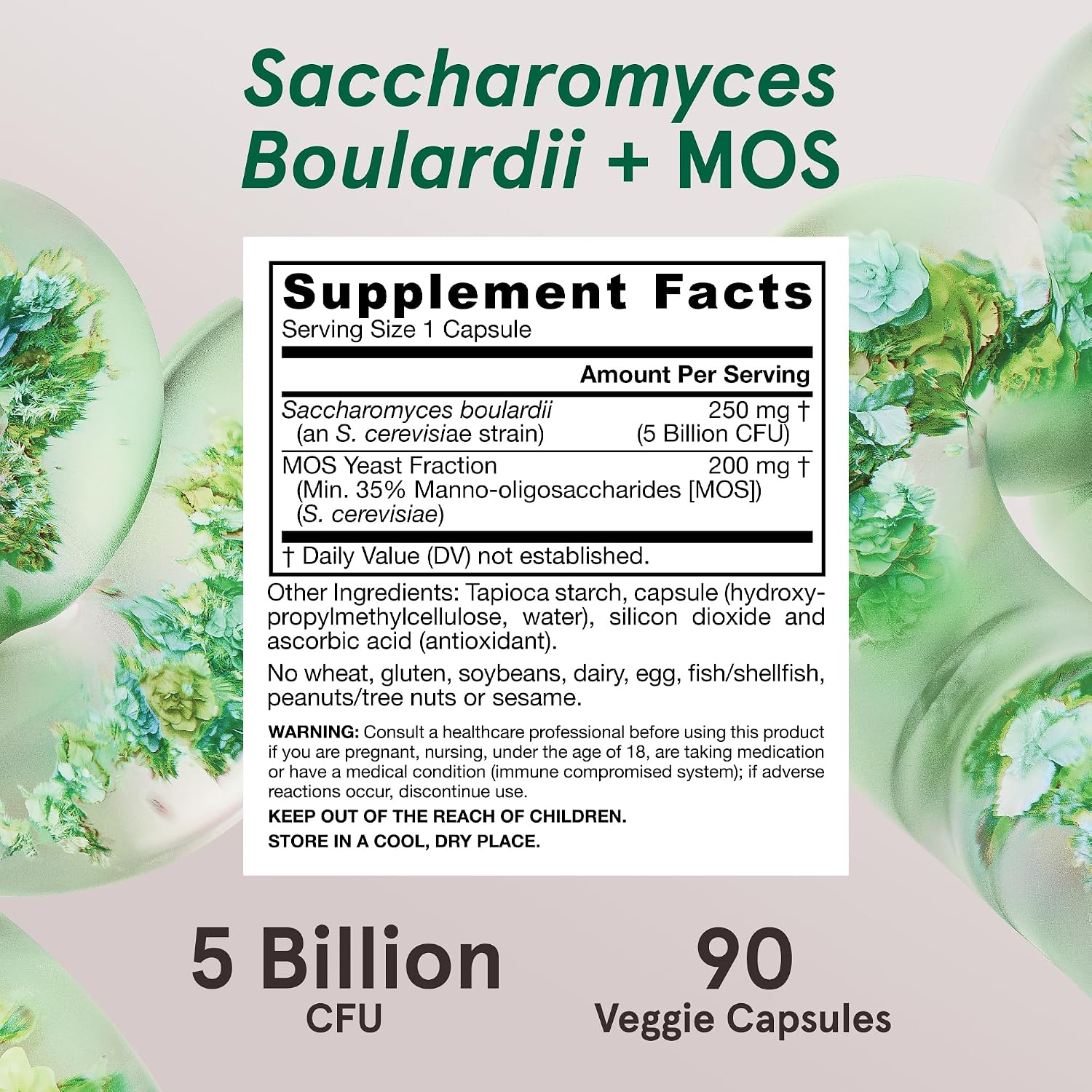 Jarrow Formulas Saccharomyces Boulardii + MOS Probiotics for Digestive Health and Intestinal Tract Support - 5 Billion CFU Per Serving - 90 Delayed Release Caps - Probiotic + Prebiotic - 90 Servings | Intestinal Tract Support, 5 Billion CFU Per Serving,…