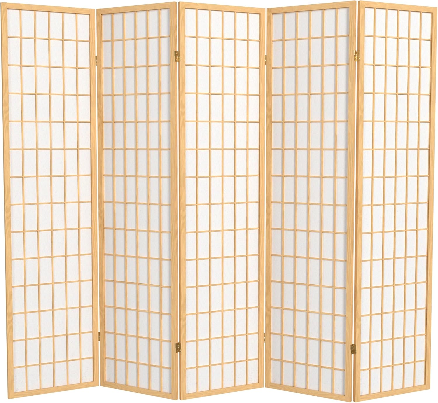 Red Lantern 6 ft. Tall Window Pane Shoji Screen - Walnut - 5 Panels