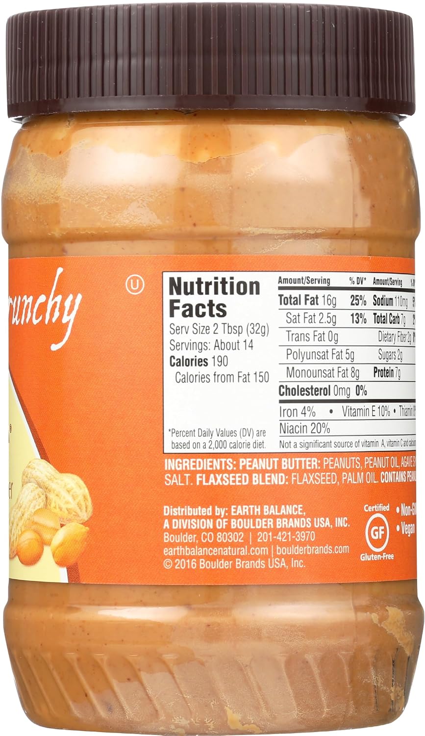 Earth Balance Creamy Peanut Butter and Flaxseed Spread, 16 oz.