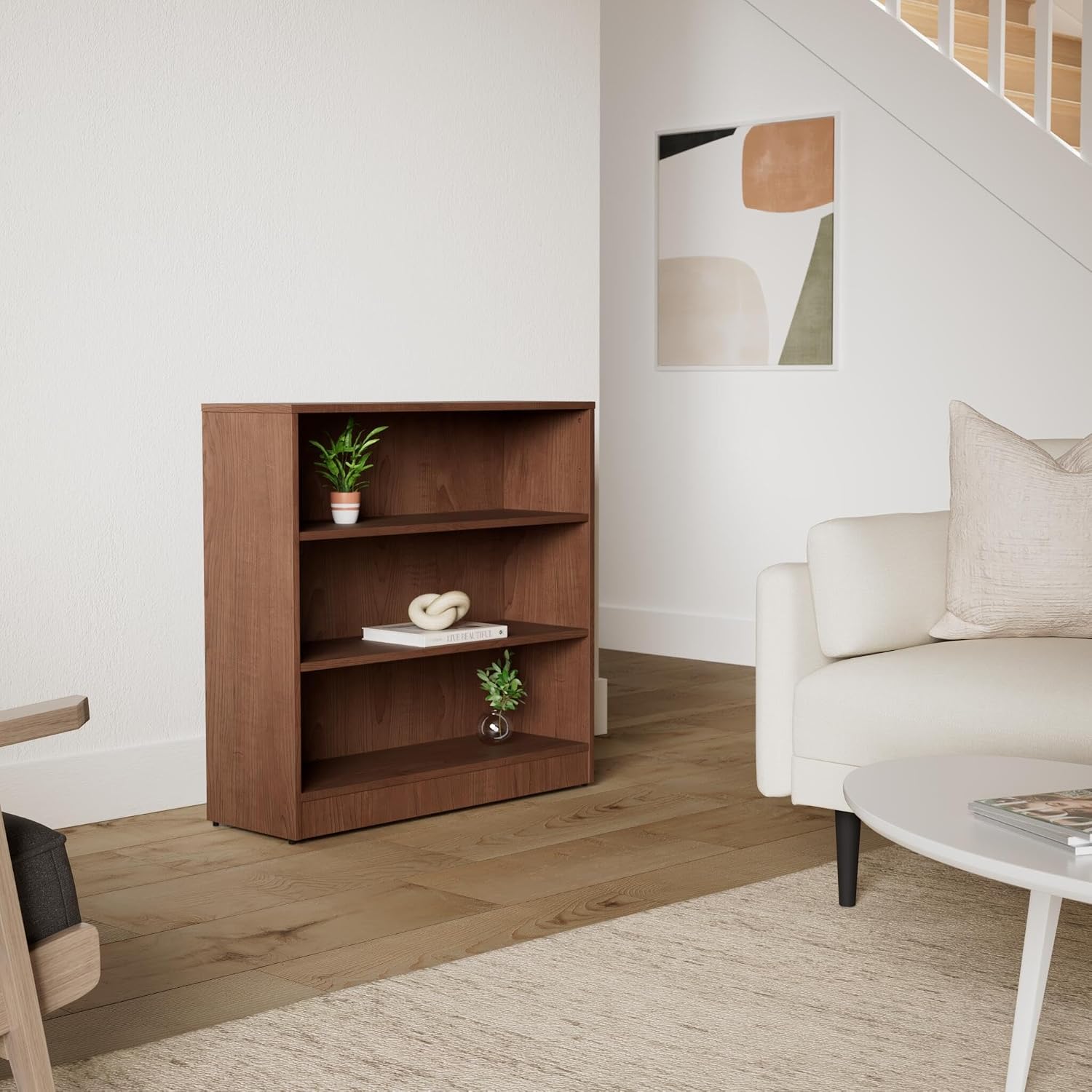 Lorell Walnut Laminate Bookcase, 36" x 36" x 12"