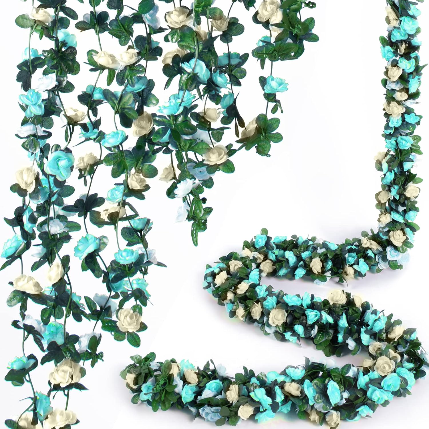 8Pcs x 8.2FT Artificial Flower Garland Floral Rose Vine Decor, Pink Flower