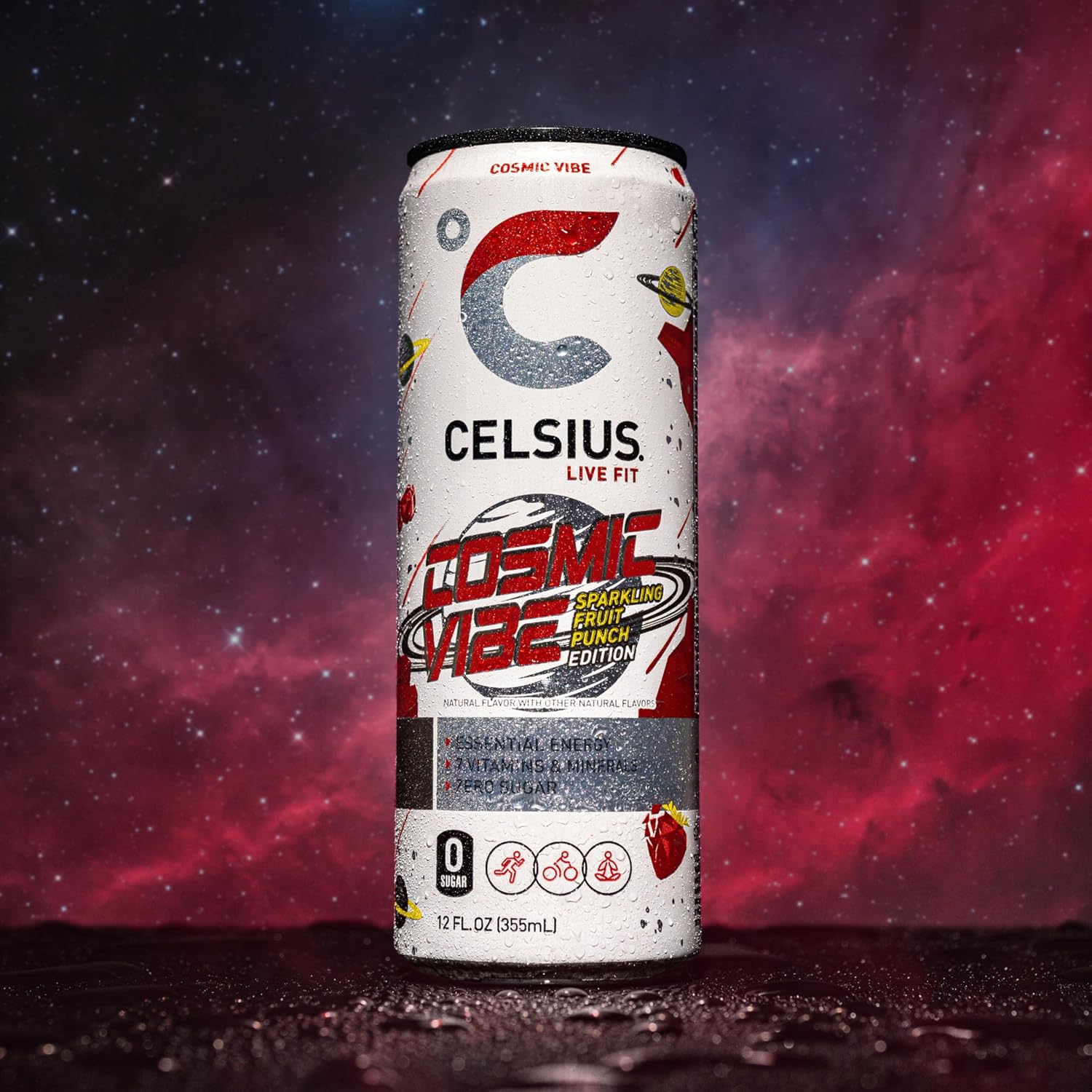 CELSIUS PEACH VIBE Sparkling White Peach, Sugar Free Energy Drink, 12 Fl Oz (Pack of 12)
