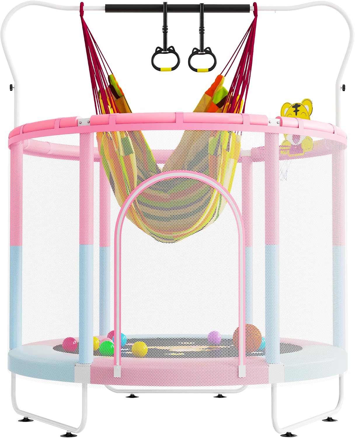 VGMiu 60" Trampoline for Kids, Toddler Trampoline Indoor with Net, Age 3-8