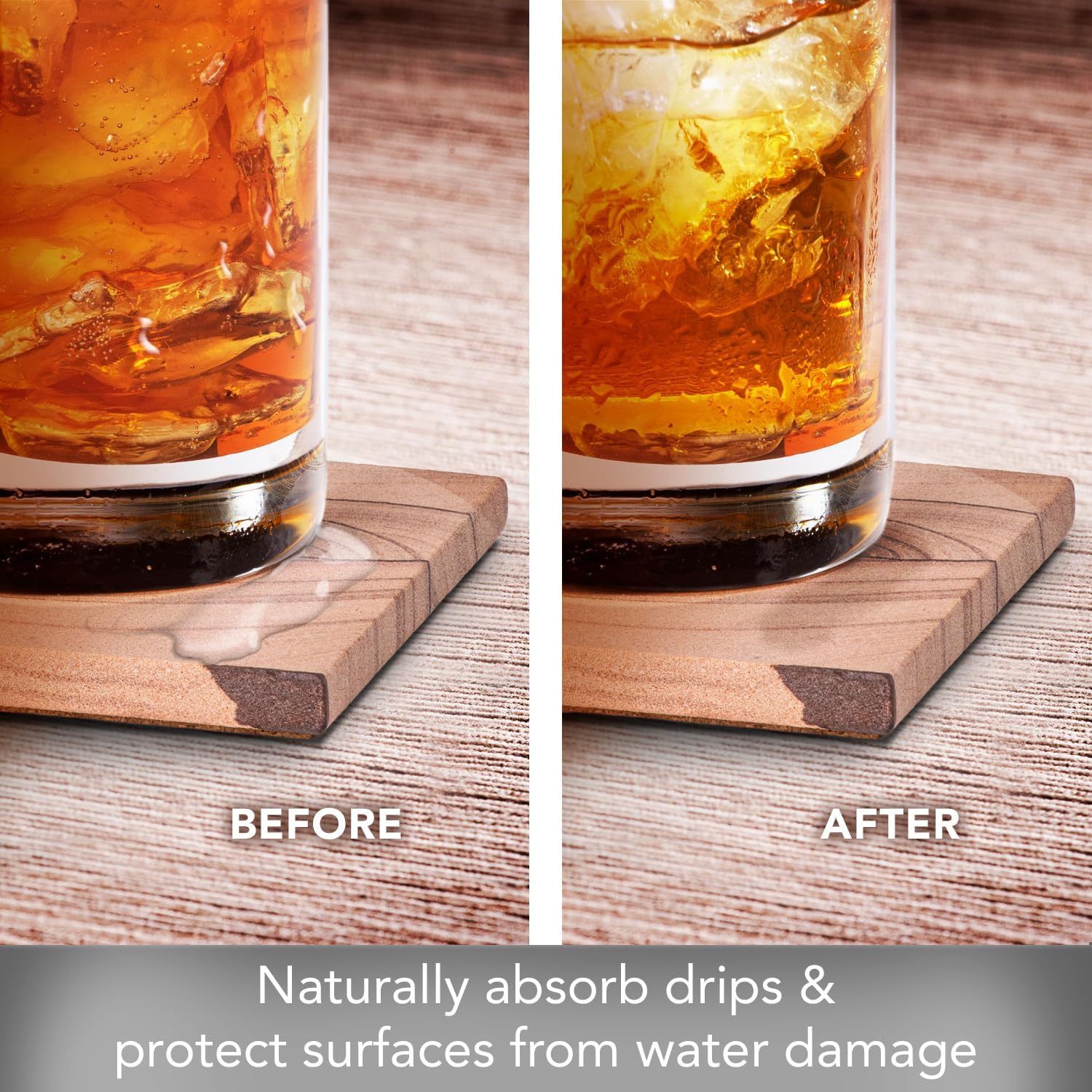 Thirstystone Sandstone Cinnabar Coasters | Protective Cork Backing, Eco-Friendly, Absorbent, Easily Wipes Clean