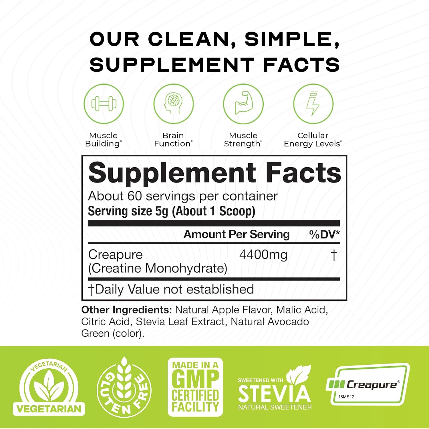 Muscle Feast Creapure Creatine Monohydrate Powder, Unflavored (300g) | Vegan, Non-GMO, Keto Friendly Mass Gainer, Muscle Recovery Supplement & Trusted Creatine for Muscle Growth, Creatine Powder