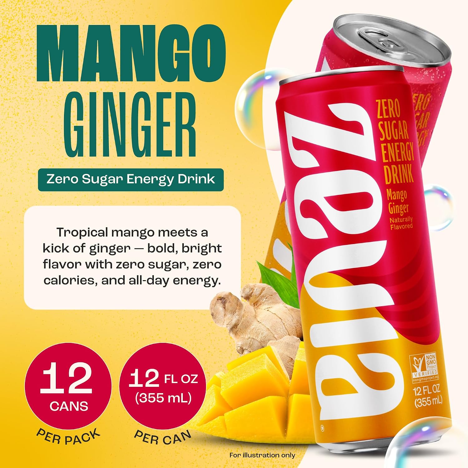 Zevia Zero Sugar Energy Drink, Raspberry Lime, 12 oz Cans (12-Pack) – Naturally Sweetened, Zero Calorie Sugar Free Energy - Non-GMO Project Verified, Gluten-Free, Vegan