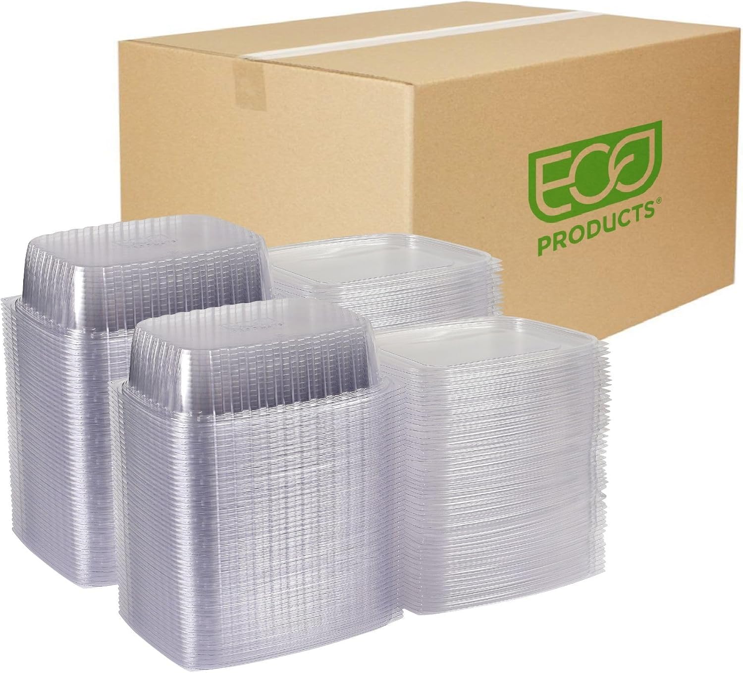 Eco-Products EPRC32 Renewable & Compostable Rectangular Deli Containers - 32oz., 50 Per Pack (Case of 4 Packs), clear