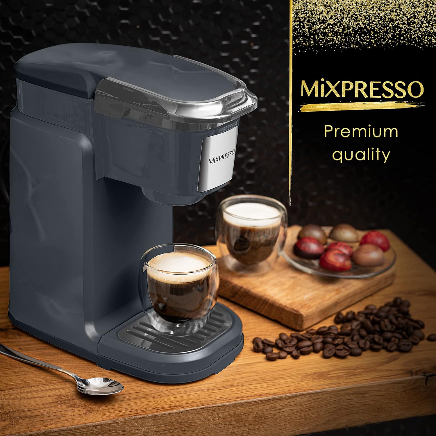 Mixpresso Single Serve Coffee Maker K Cup Coffee Maker for K Pods & Grounds | Compact 800W White Coffee Machine with 14 Oz Water Tank, Fast Brew & Auto Shut-Off, Small Design for Travel RV, Office& Dorm