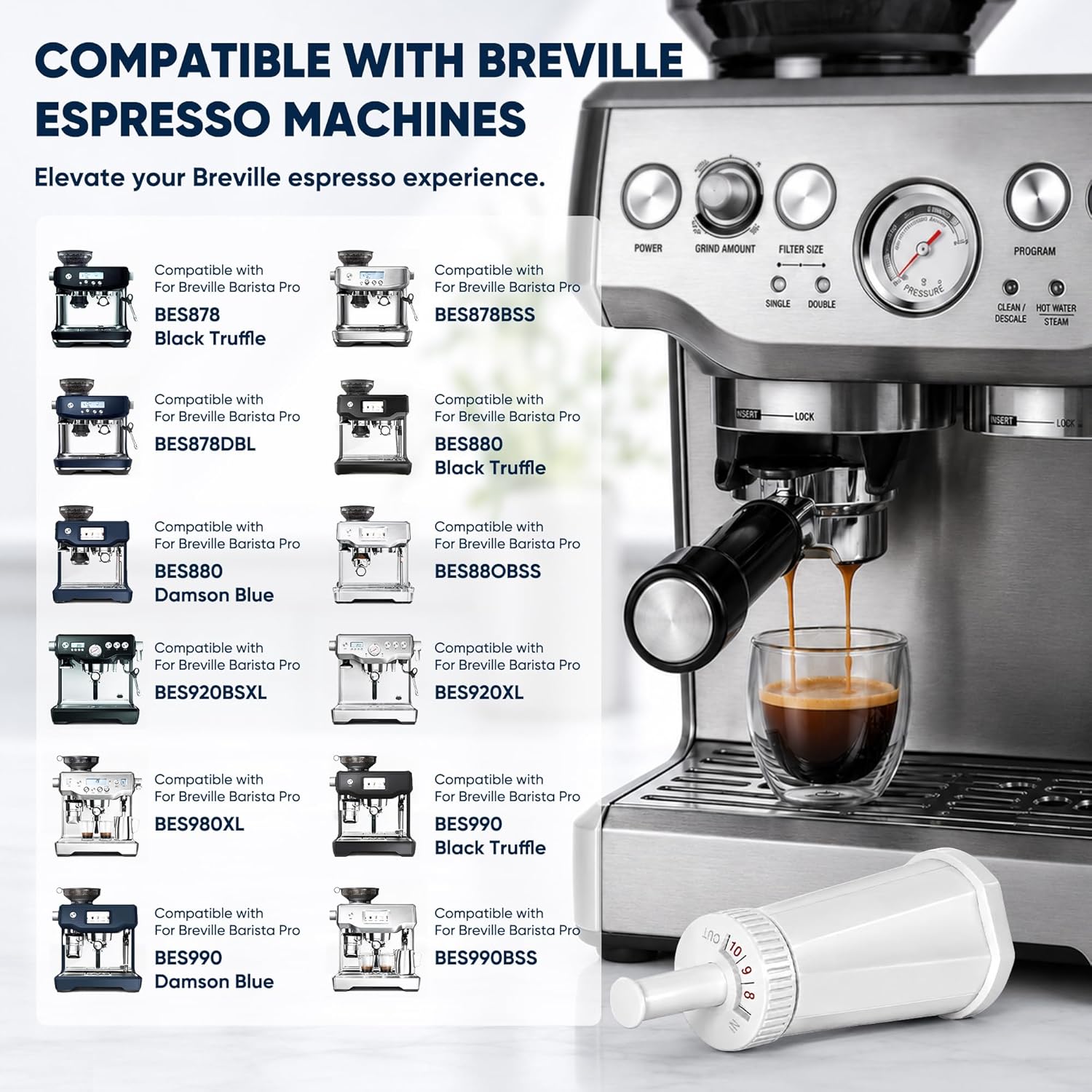 2 Pack of Replacement Water Filter for Breville Claro Swiss Espresso Coffee Machine - Compare to Part #BES008WHT0NUC1