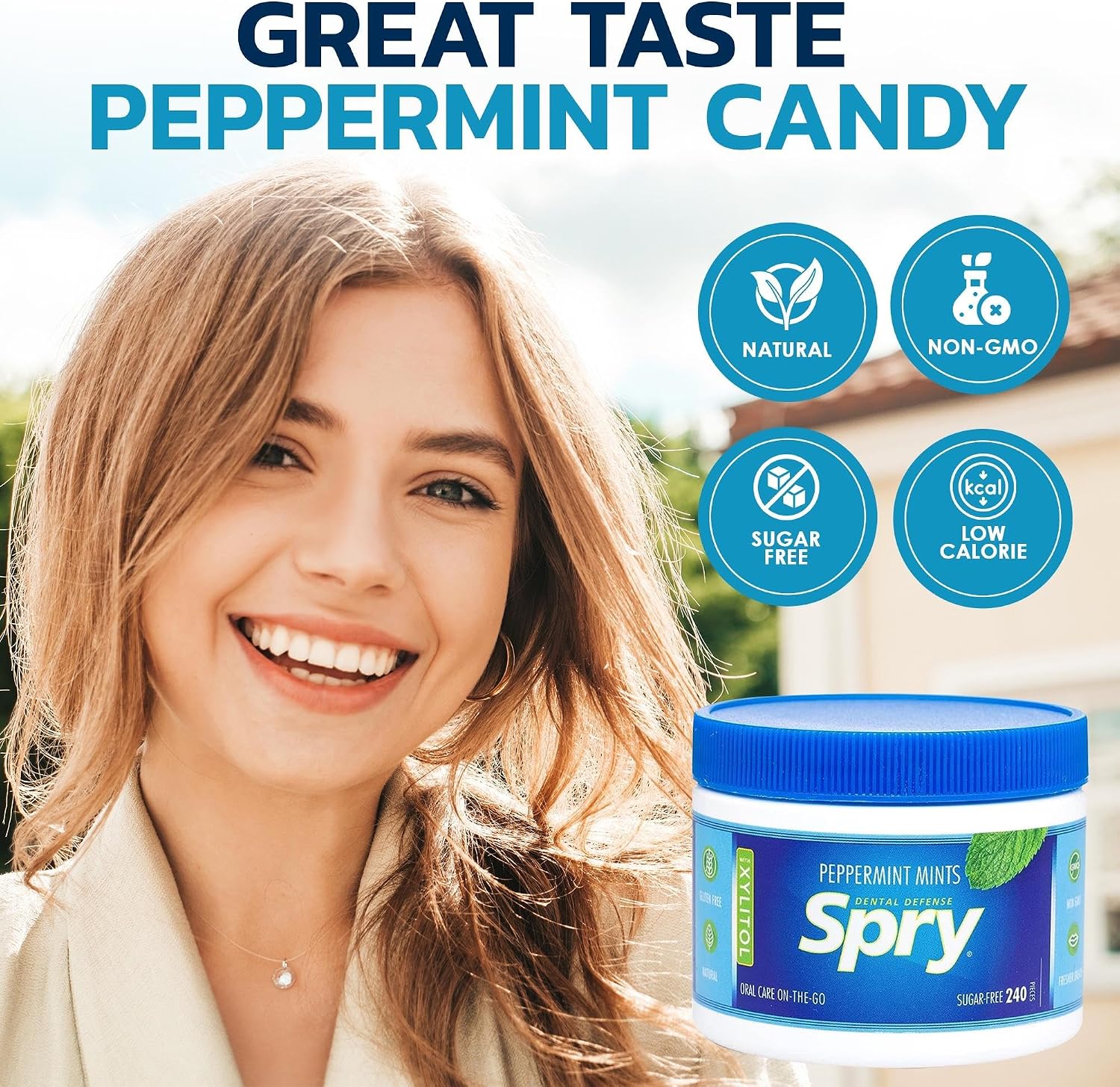 Spry Natural Xylitol Oral Rinse Mouthwash, Spearmint - 16 fl oz (Pack of 1) | Natural, Fluoride Free, Enamel Support, Low Alcohol, Gentle for Sensitive Mouth and Gum, Non-GMO, No Burn
