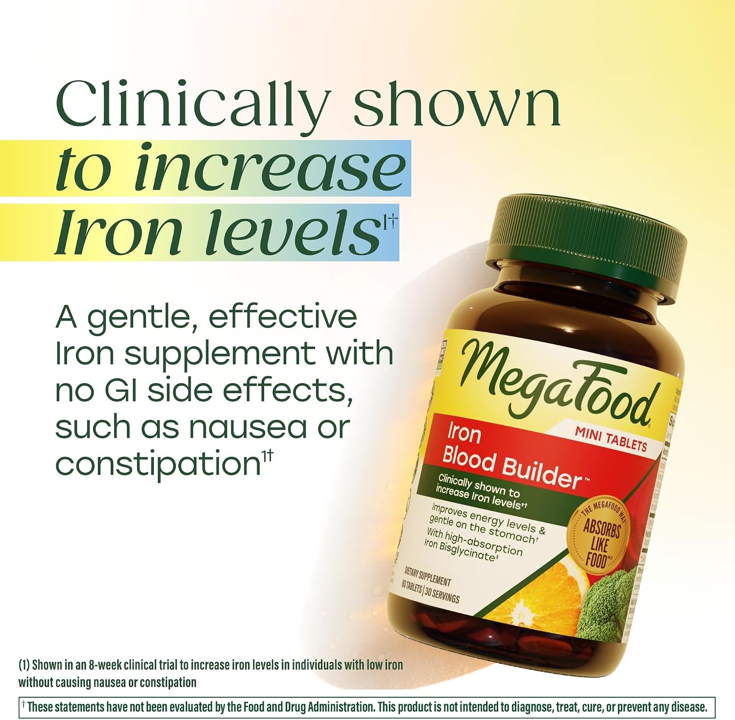MegaFood Blood Builder Iron Supplement, Energy Support, 72 Mini Tablets