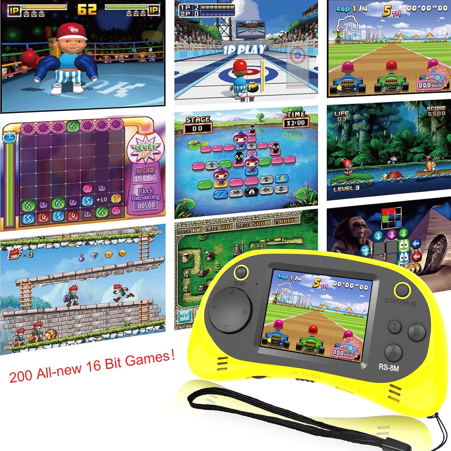 Kids Handheld Portable Video Game Player with 200 Games - 16 Bit 2.5 Inch Screen Mini Retro Electronic Machine for Boys Girls