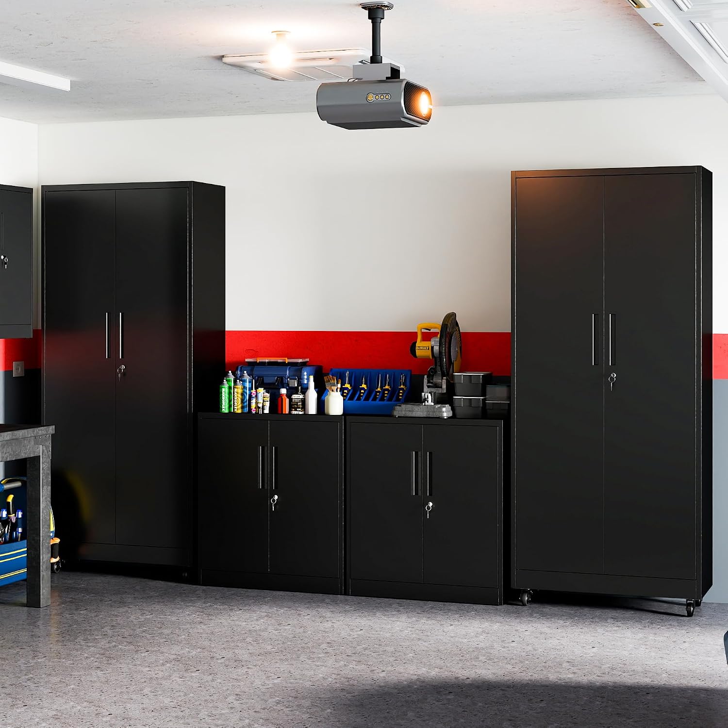 Metal Storage Cabinet for Garage, Tool Cabinet, Utility Cabinet | Wheeled, Rolling Tool Cabinet, 6 Drawers, Top Countertop, Pegboard, Assembly Required, Black