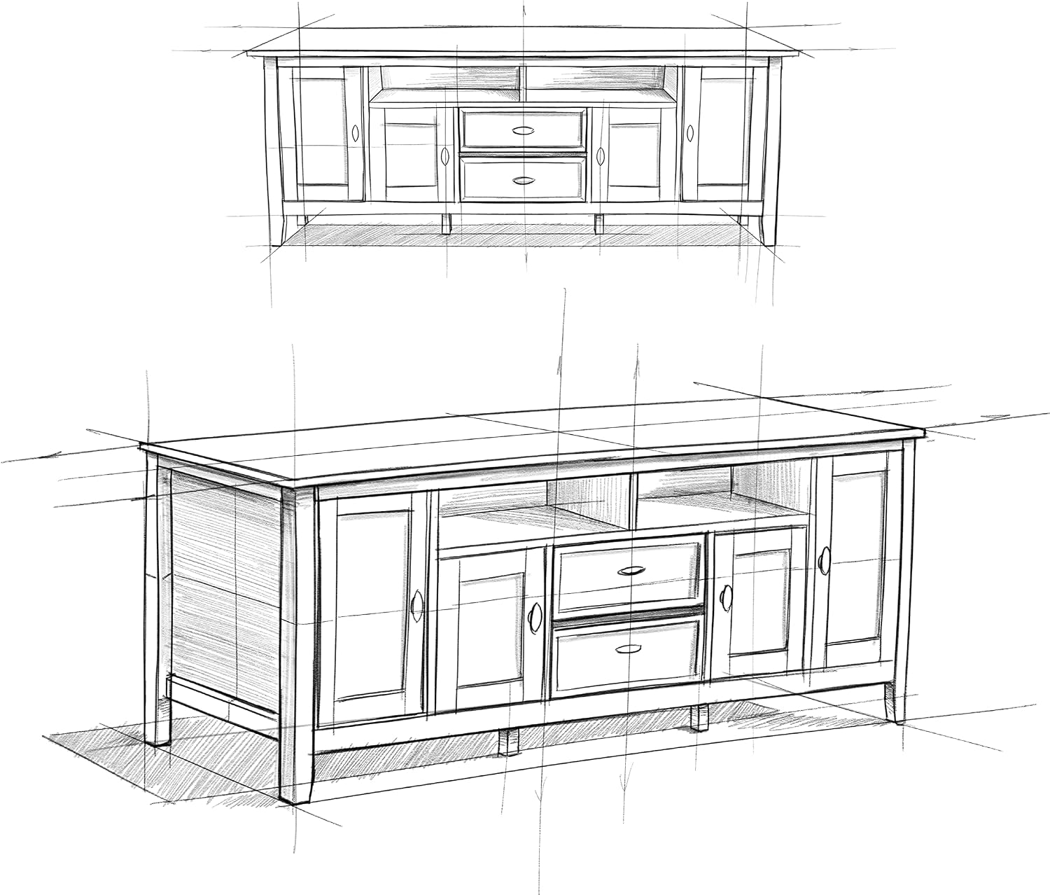 SIMPLIHOME Warm Shaker 47" Wide Solid Wood TV Stand in Light Golden Brown