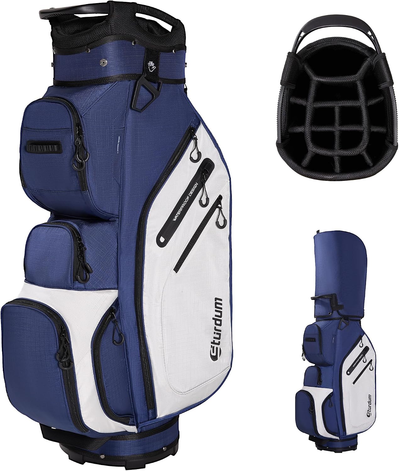 Golf Cart Bag 14-Way Organizer Divider, Lightweight 5.5 lbs Golf Club Bags for Men & Women, 10 Pockets with Cooler, Dual Waterproof Valuables Pockets, Rain Cover