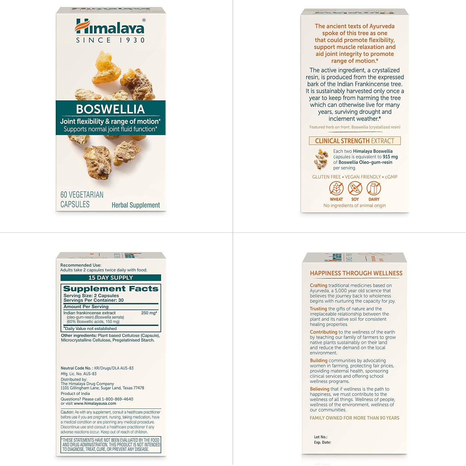 Himalaya Boswellia Extract Supplement for Joint Health, 250 mg,120 Capsules