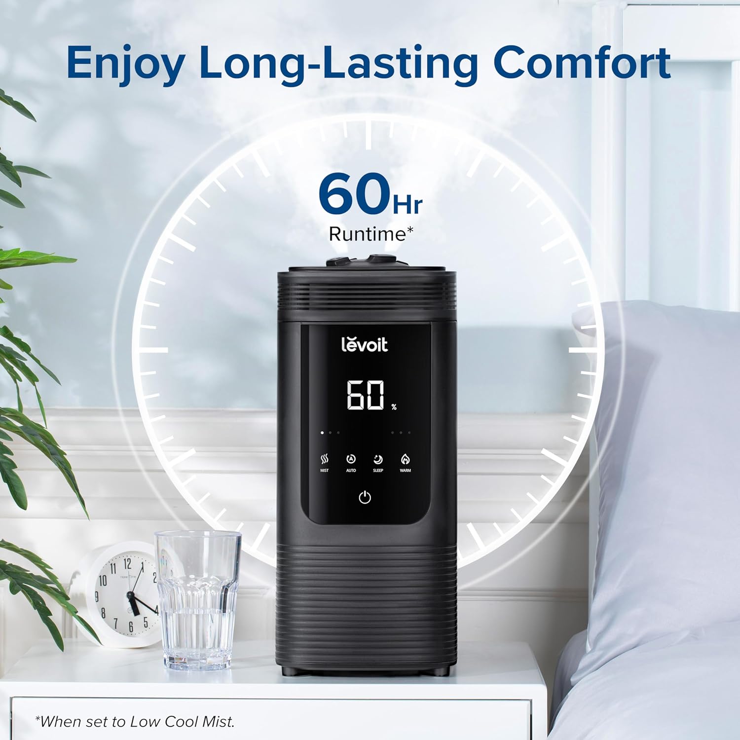 Levoit Humidifiers for Bedroom Large Room, 6L, 60H Runtime, 26dB, Smart App