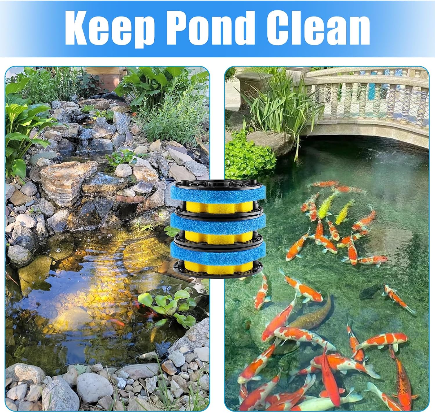 AQUANEAT Replacement Sponge Filter Media Pad Compatible with VIVOHOME/VIVOGROW 2380 GPH/2630 GPH or SUNSUN CPF-250/180 Pressure Pond Filter Foam Koi