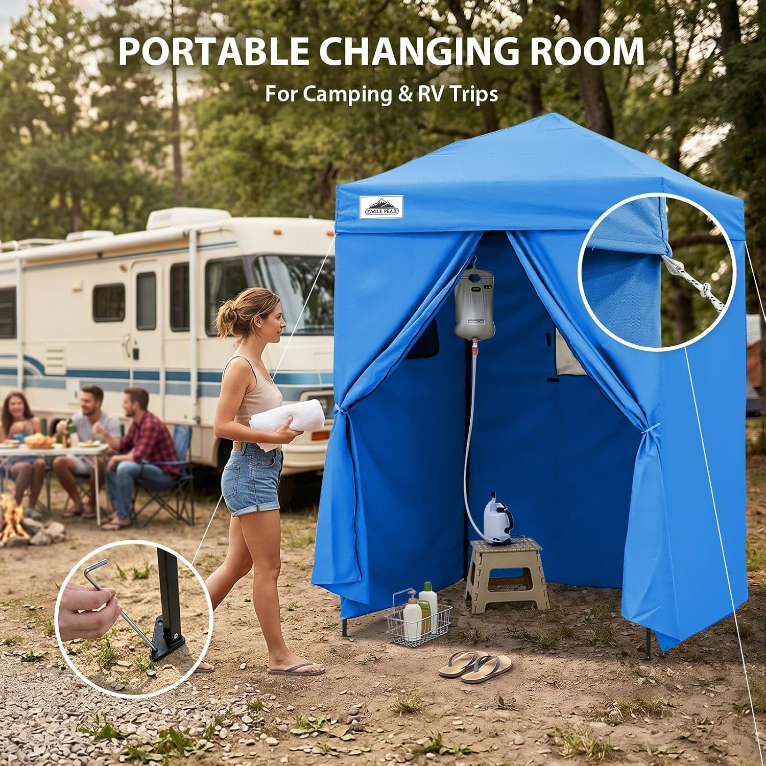 EAGLE PEAK 4x4 Pop Up Changing Tent, Outdoor Changing Room, Gray/White