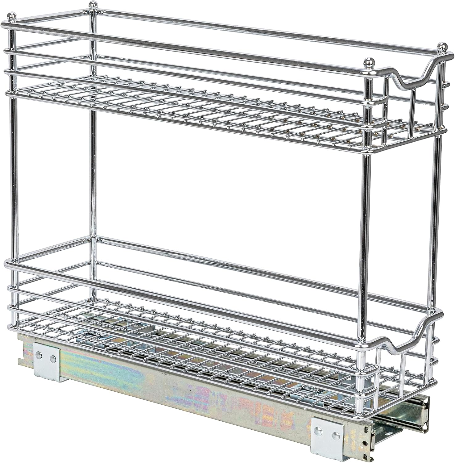 Household Essentials Glidez 2‑Tier Multipurpose Chrome‑Plated Steel Pull‑Out/Slide‑Out Under Cabinet Organizer, Chrome Finish