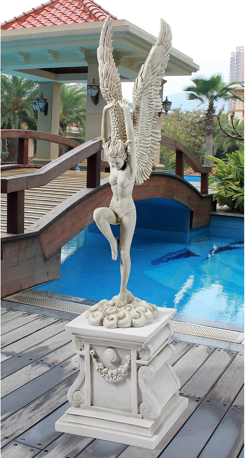Design Toscano Remembrance and Redemption Angel Religious Indoor/Outdoor Garden Statue, From Base to Top of the Wings Nearly 3 feet tall! Tall, Cast Stone Resin, Antique Stone Finish