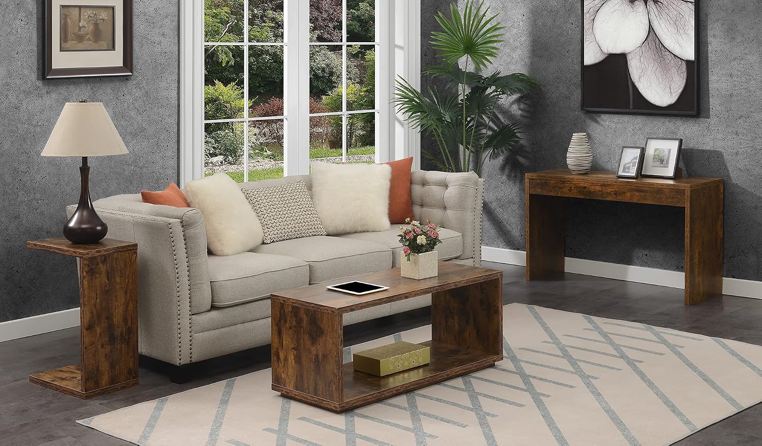 Convenience Concepts Northfield Admiral C Shaped End Table 18" - Contemporary Modern C Shaped Side Table