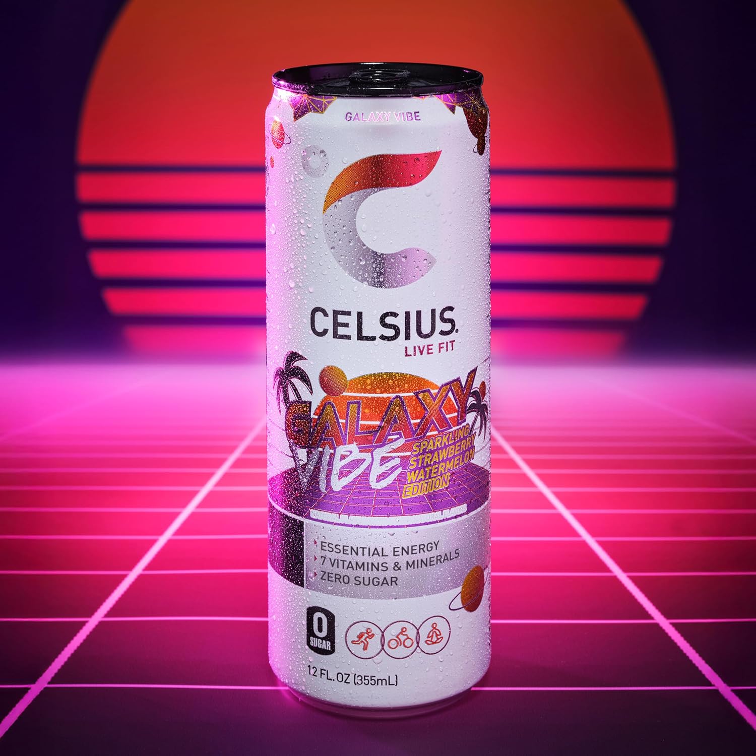CELSIUS PEACH VIBE Sparkling White Peach, Sugar Free Energy Drink, 12 Fl Oz (Pack of 12)