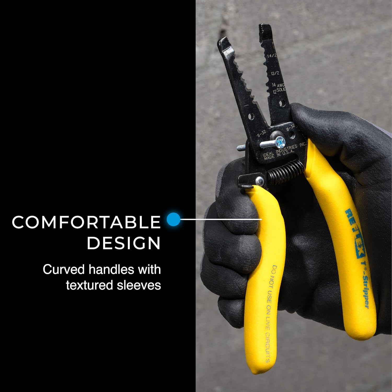 IDEAL Electrical Reflex Super T-Stripper Wire Strippers, 8–16 AWG Solid, 10–18 AWG Stranded, Ergonomic Wire Cutter and Stripping Tool with Textured Sleeves, Locking Handle