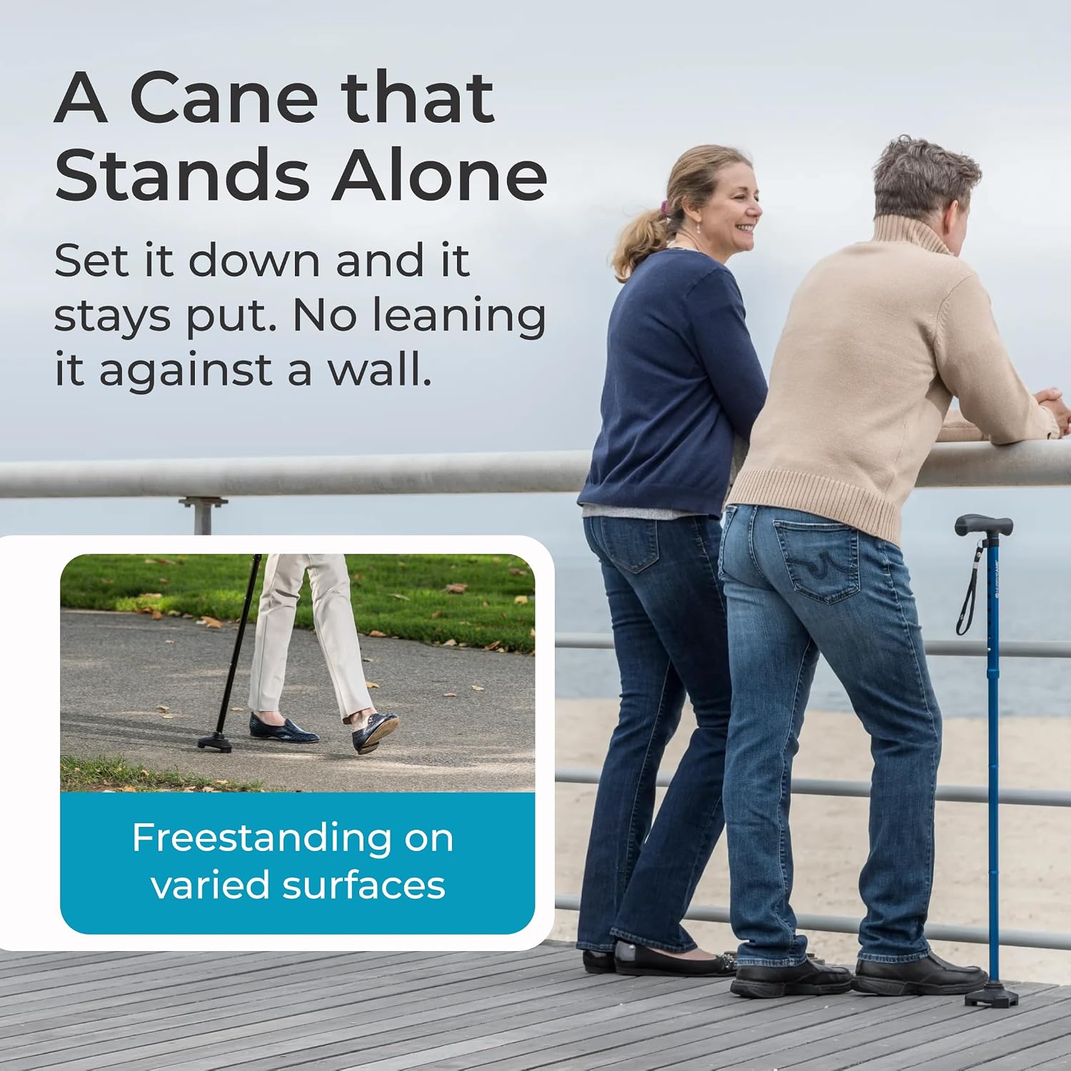 HurryCane Freedom Edition Foldable Walking Cane with T Handle