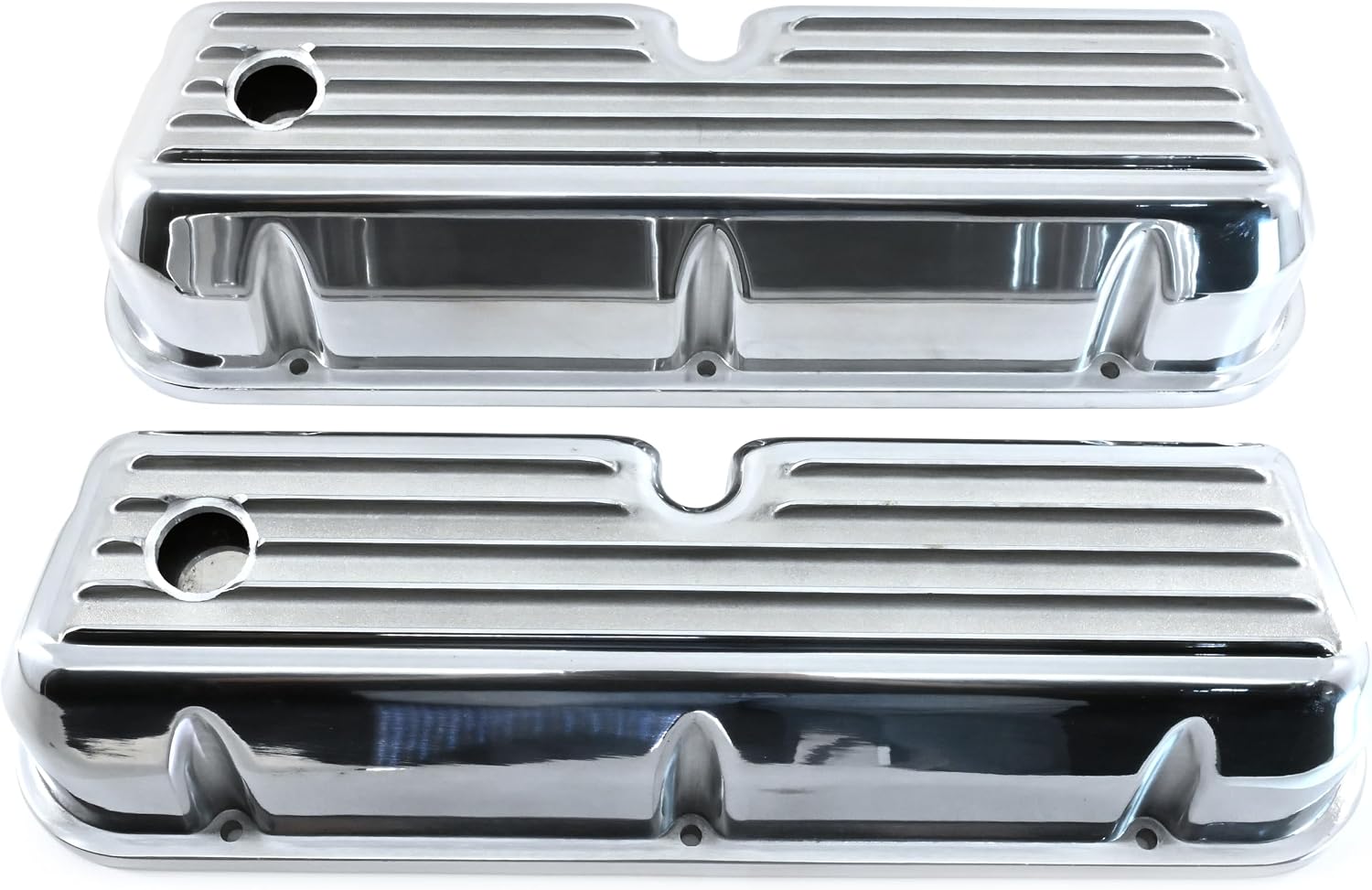 Compatible/Replacement Aluminum Ford Small Block 289-302-351W-5.0L Tall Full Finned Valve Covers – Polished Finish