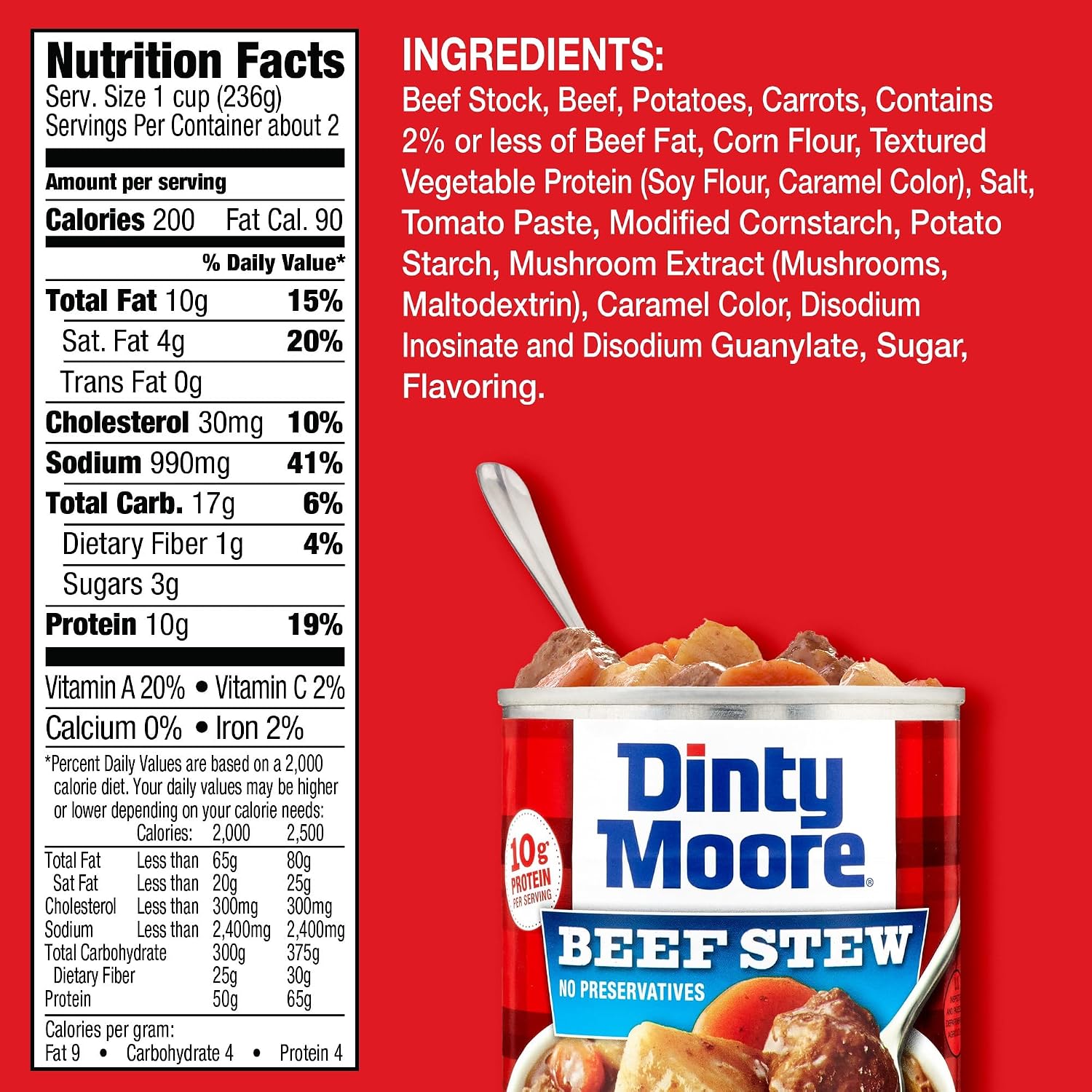 DINTY MOORE Beef Stew with Fresh Potatoes & Carrots 20 Ounce (Pack of 12)