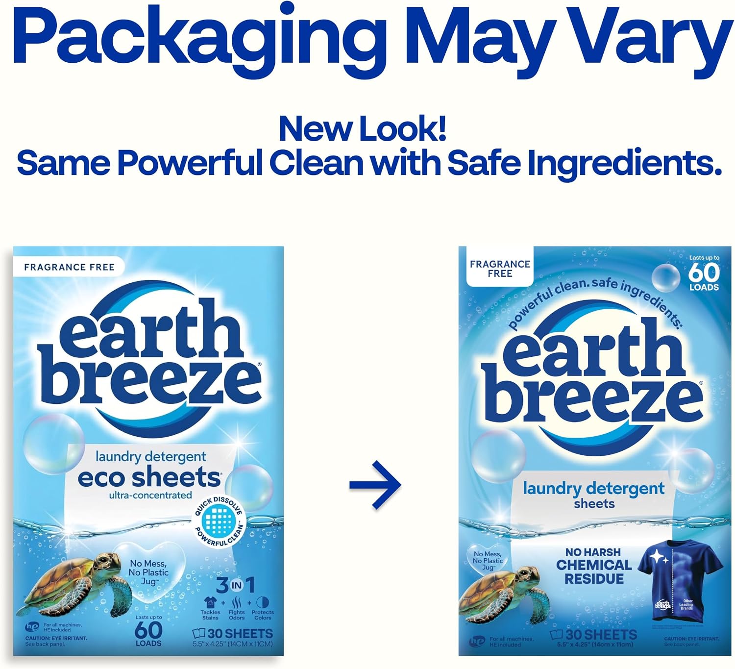 Earth Breeze Laundry Detergent Sheets Fresh Scent 60 Loads