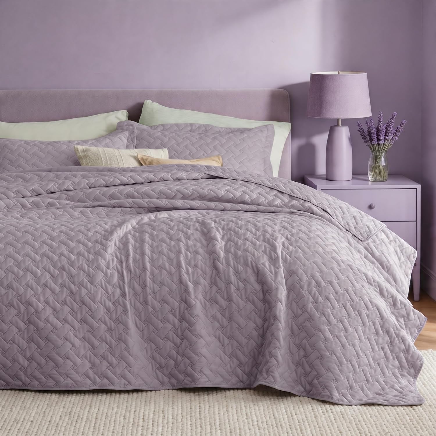 Bedsure Quilts Queen Size - Grey Bedspreads Queen Size with Basket Weave Pattern, Soft Quilt Bedding Set, Lightweight Comforter Set Coverlet for All Seasons with 2 Pillow Shams (90" x 96")