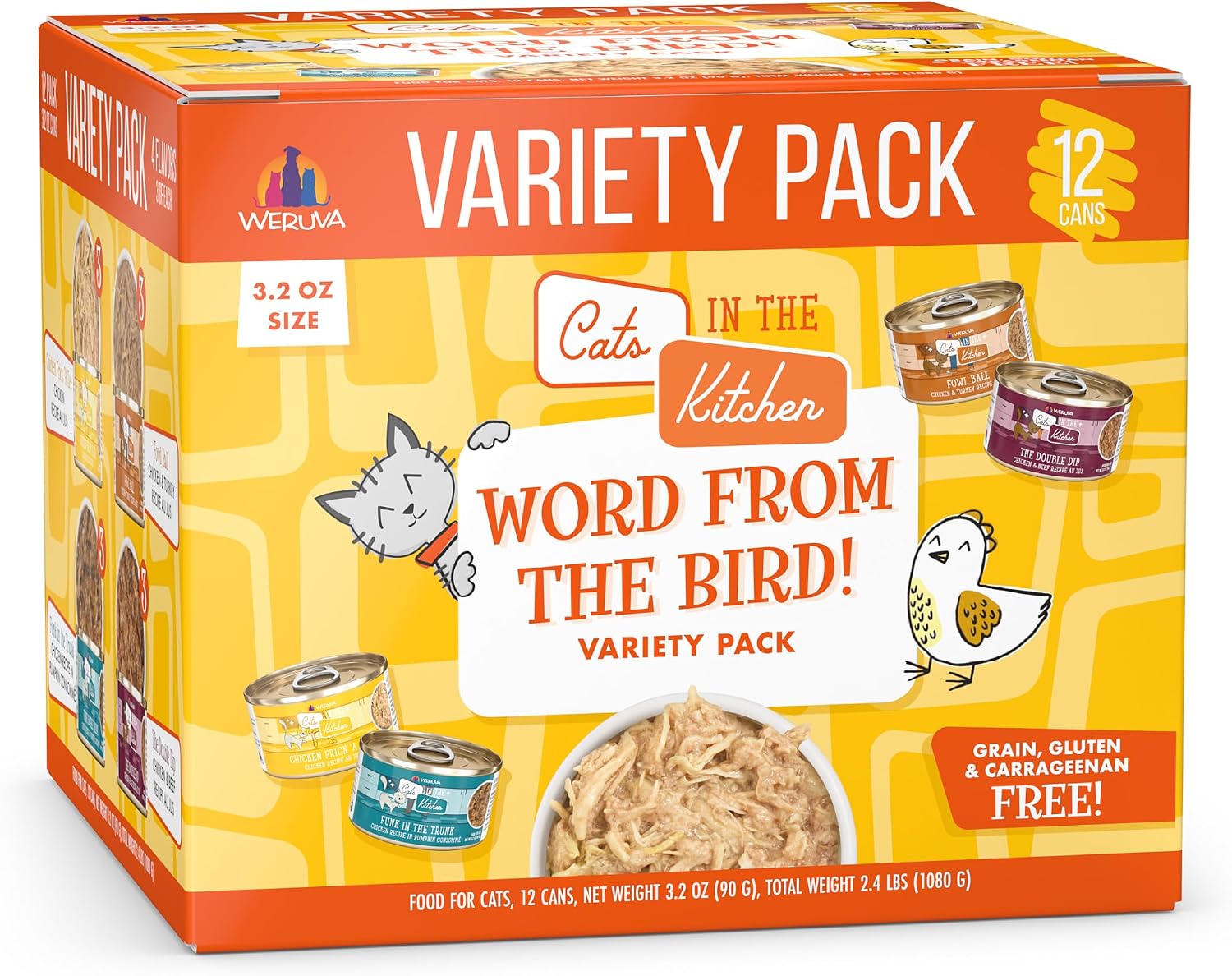 Weruva Cats in the Kitchen, Kitchen Cuties Variety Pack, Wet Cat Food, 3.2oz Can (Pack of 12)