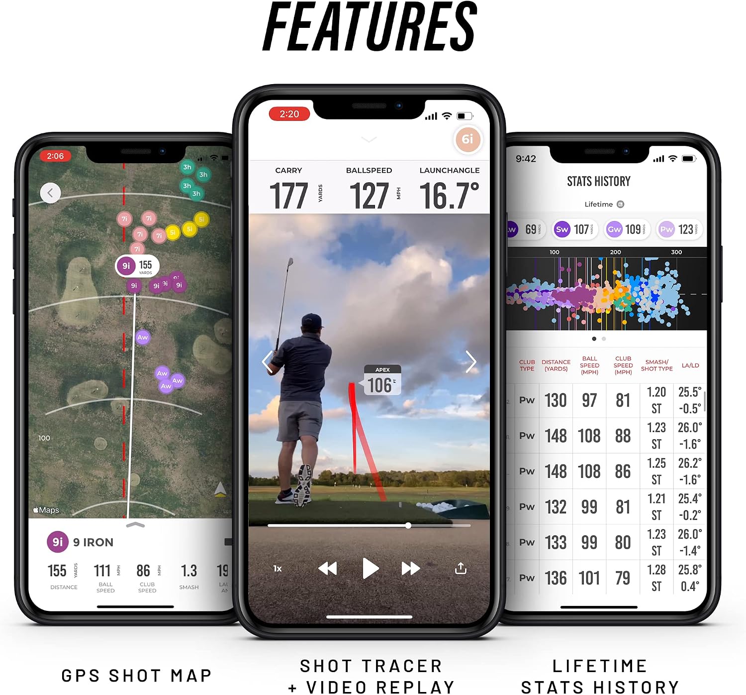 Rapsodo Mobile Launch Monitor Golf Simulator | MLM iPhone & iPad Only | Indoor & Outdoor Swing Analyzer & Tracker | GPS Satellite View | Ball Speed