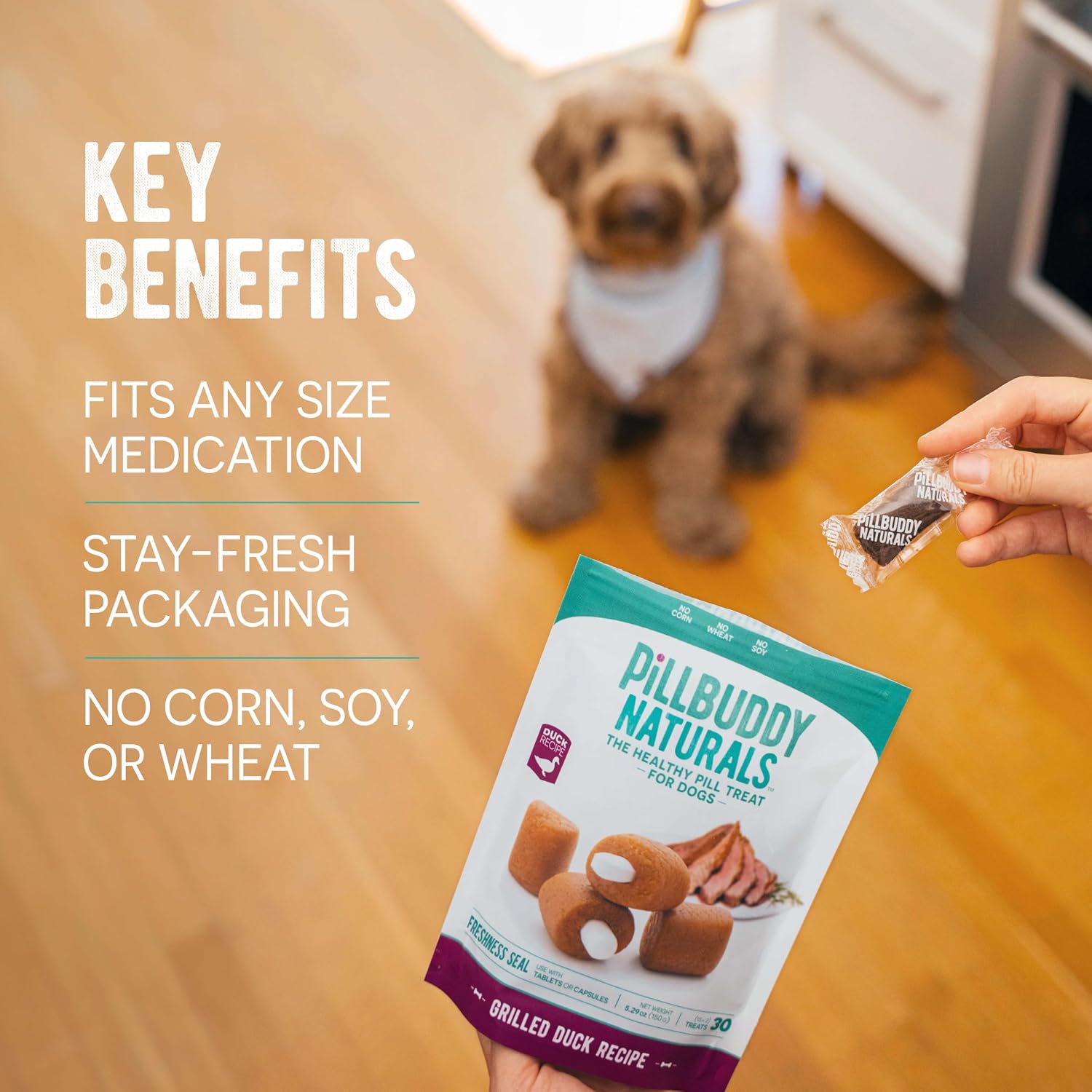 Presidio Earthly Pill Buddy Naturals - PB & Banana Recipe Pill Hiding Treats for Dogs - Make A Perfect Pill Concealing Pocket Or Pouch for Any Size Medication - 30 Servings