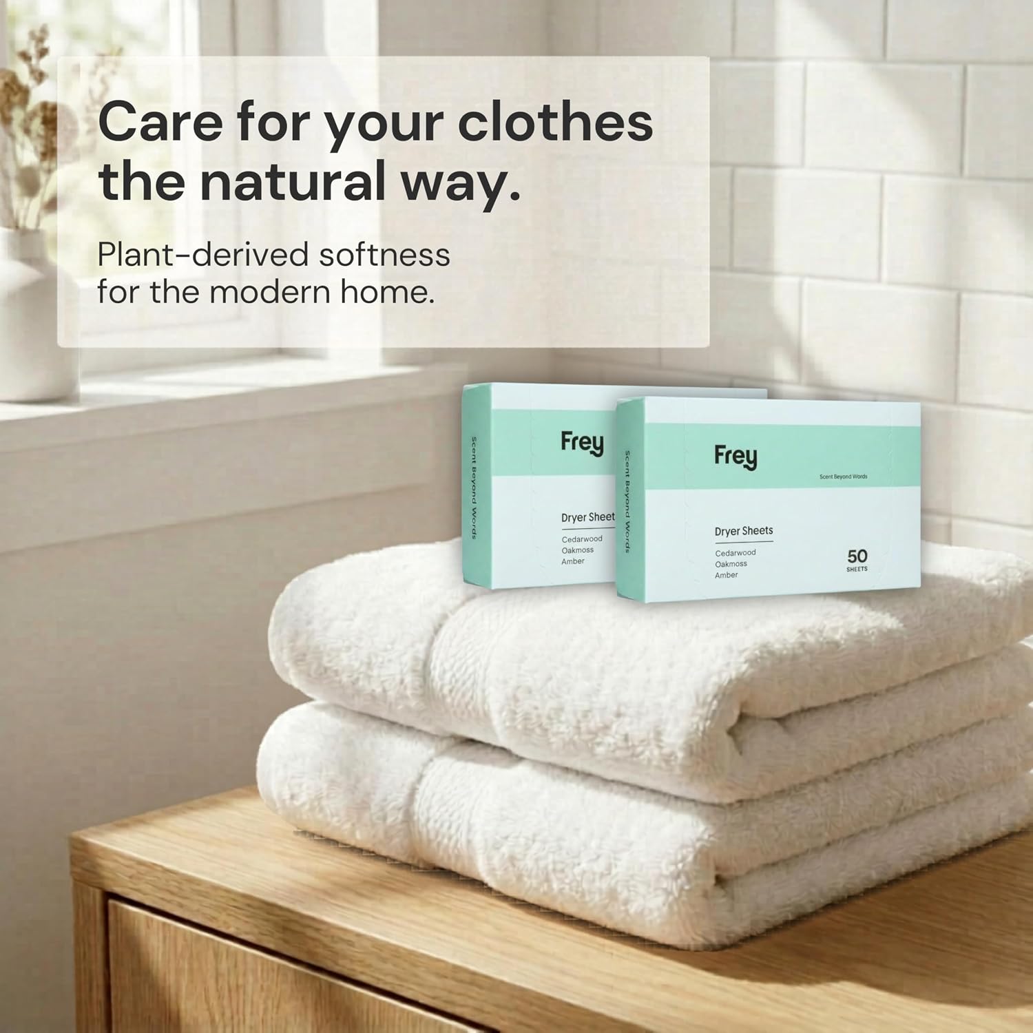 FREY Naturally Scented Dryer Sheets, 2-Pack, Cedar Grove