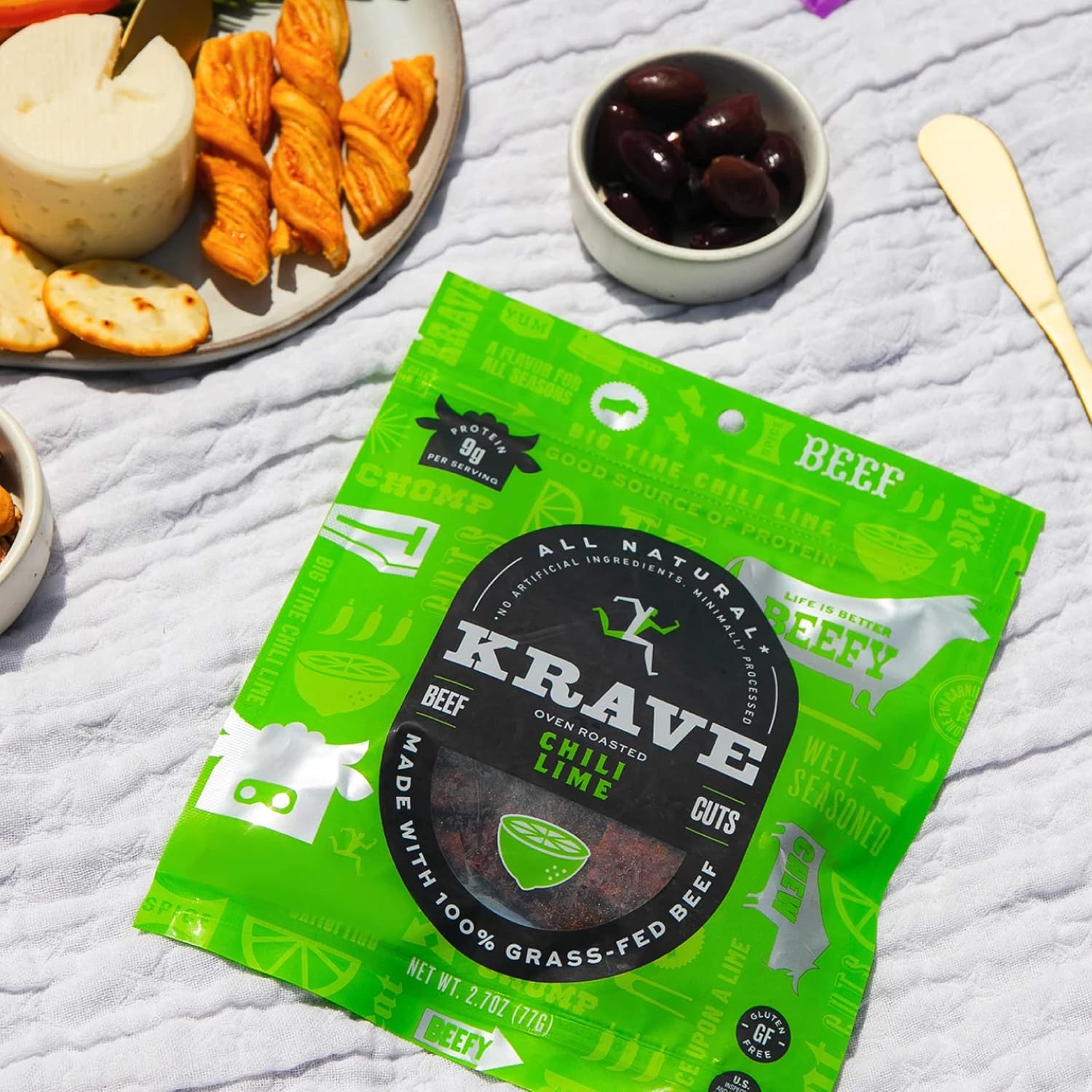 KRAVE All Natural Pork Jerky, Black Cherry BBQ - Protein Packed Snacks Roasted for Maximum Flavor - Premium Tender Meat Cuts - Gluten Free - 2.7 Ounce