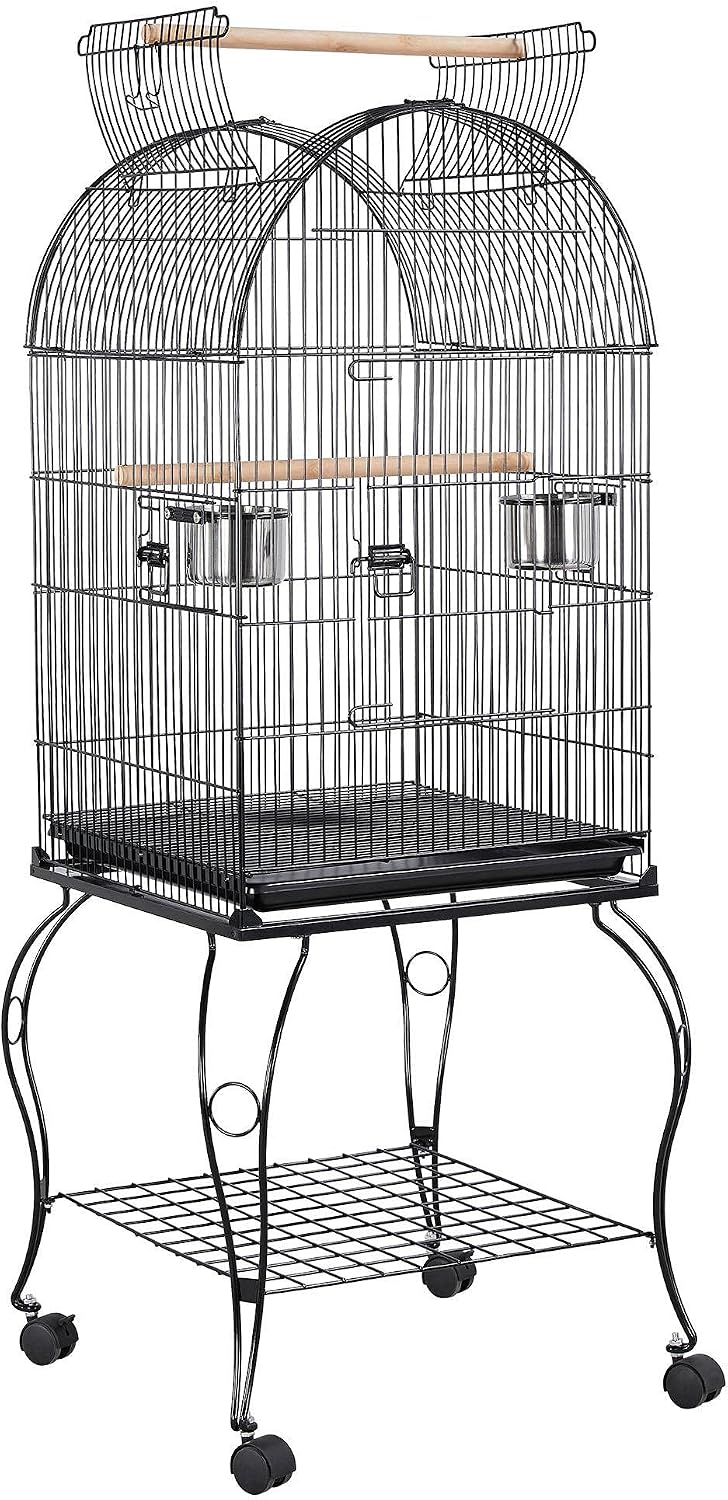 Yaheetech 59-inch Dome Open Top Large Medium Parrot Bird Cage On Stand for Sun Parakeets Conures Quaker Parrot Rolling Cockatiel Bird Cage