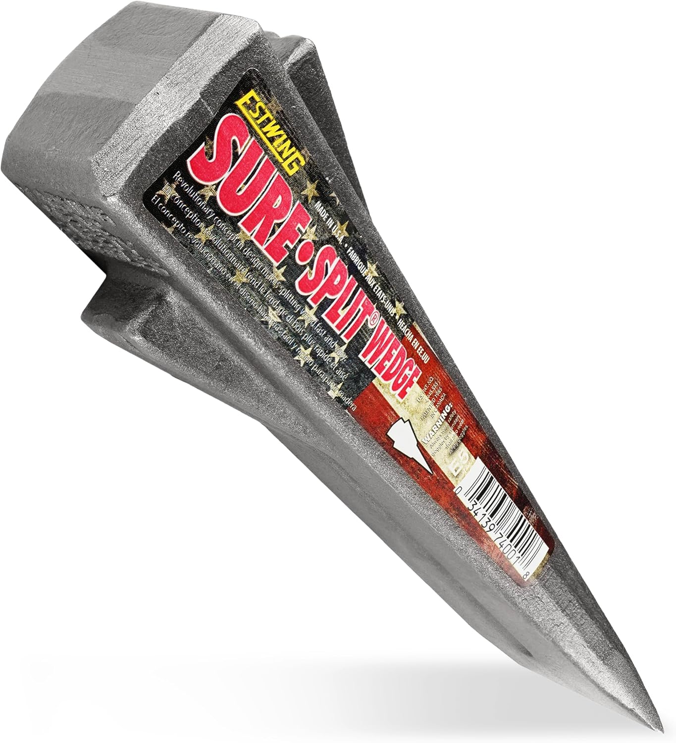 ESTWING Sure Split Wedge - 5-Pound USA Made Wood Splitting Tool with Forged Steel Construction & 1-7/8" Cutting Edge - Finish May Vary - E-5 | Made in USA, Wood Splitting Made Easy, Fin Splitting Design, Hand Sharpened, Perfect For The Outdoorsman