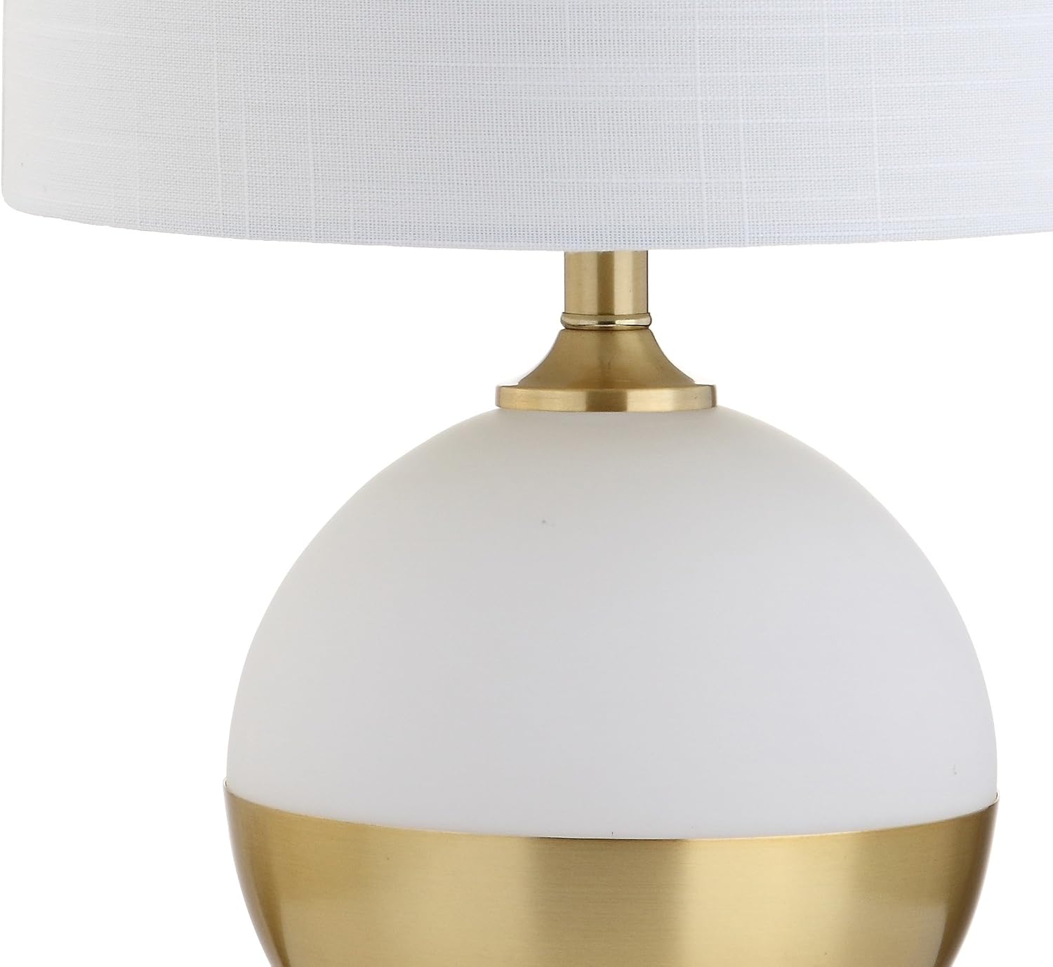 JONATHAN Y Carr Modern Table Lamp Ceramic Metal 23.5", White/Brass Gold | Contemporary Glam Nightstand Bedroom Desk Light, Linen Drum Shade, Silk Cord