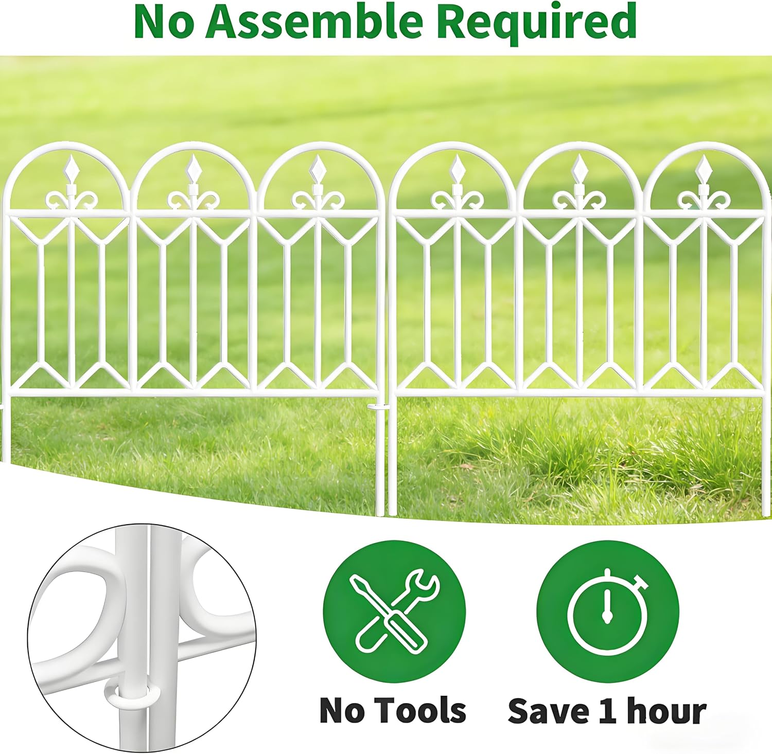 AMAGABELI GARDEN & HOME 5 Panels 32in(H)×10ft(L) Decorative Garden Fences and Borders for Dogs No Dig Rustproof Metal Fence Panels Garden Edging Border Animal Barrier Fencing for Flower Beds Black