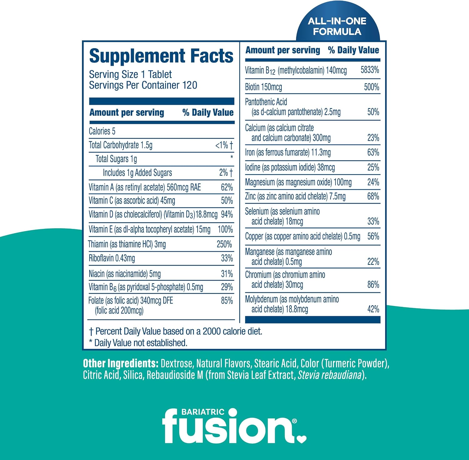Bariatric Fusion Orange Cream Flavored Complete Chewable Bariatric Multivitamin with Iron for Bariatric Surgery Patients Including Gastric Bypass and Sleeve Gastrectomy - 120 Tablets