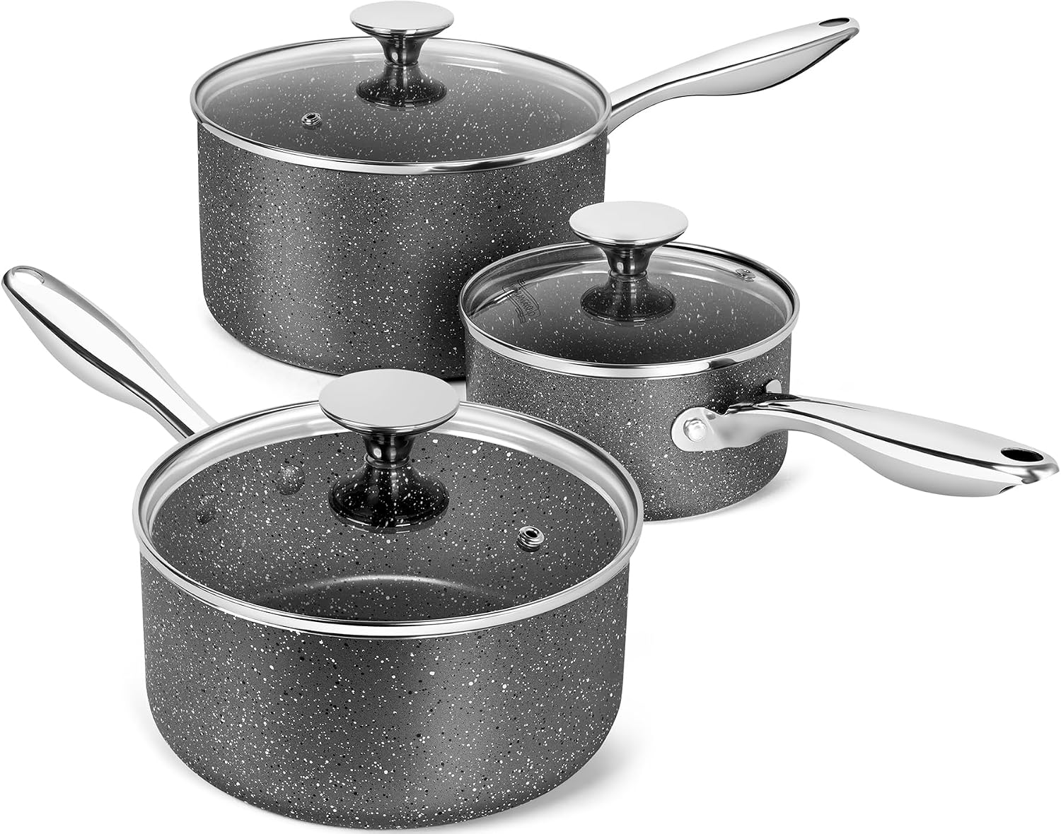 MICHELANGELO 2 Quart Saucepan with Lid, Nonstick Sauce Pan with Healthy Coating, Granite Sauce Pan with Stainless Steel Handle
