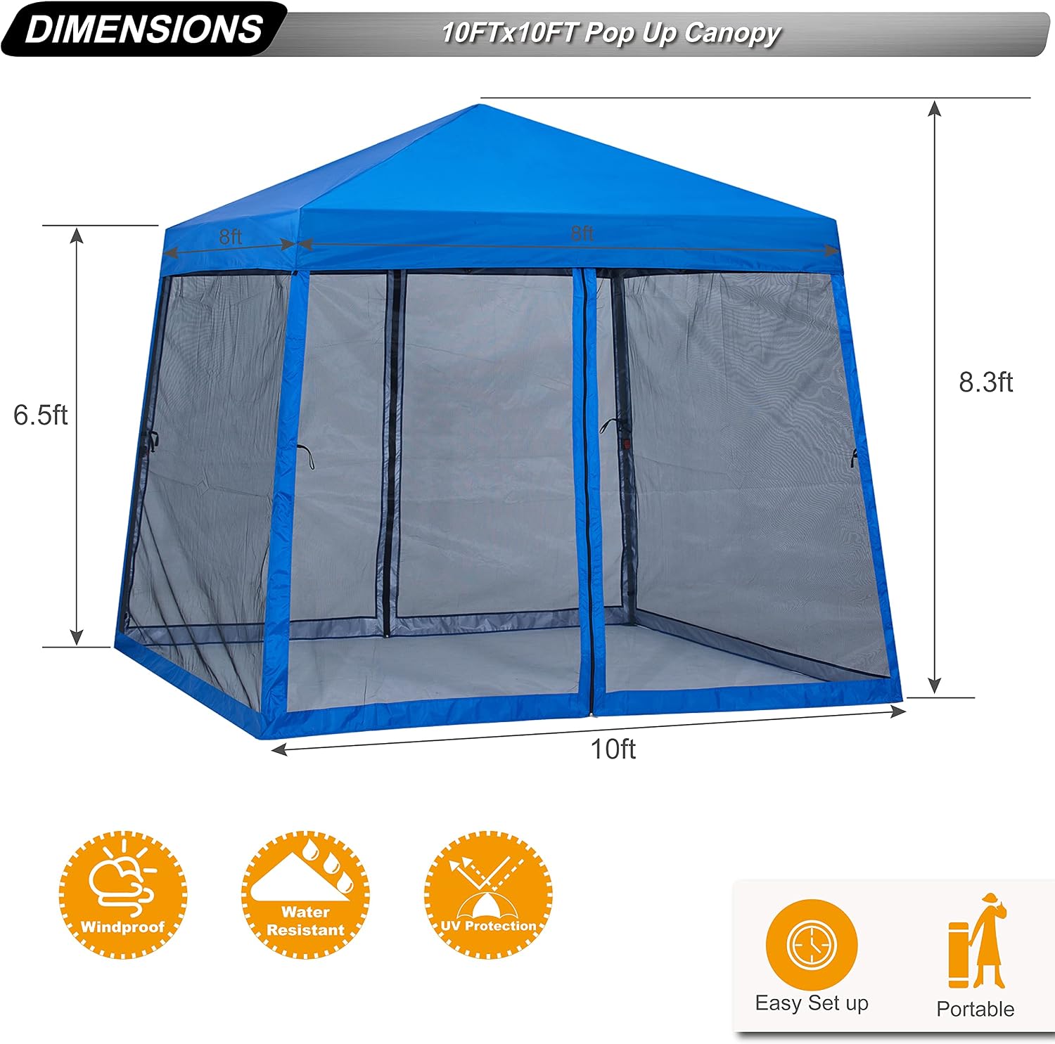 ABCCANOPY 10x10 Pop Up Canopy Tent, Slant Leg Outdoor Shade, Dark Gray