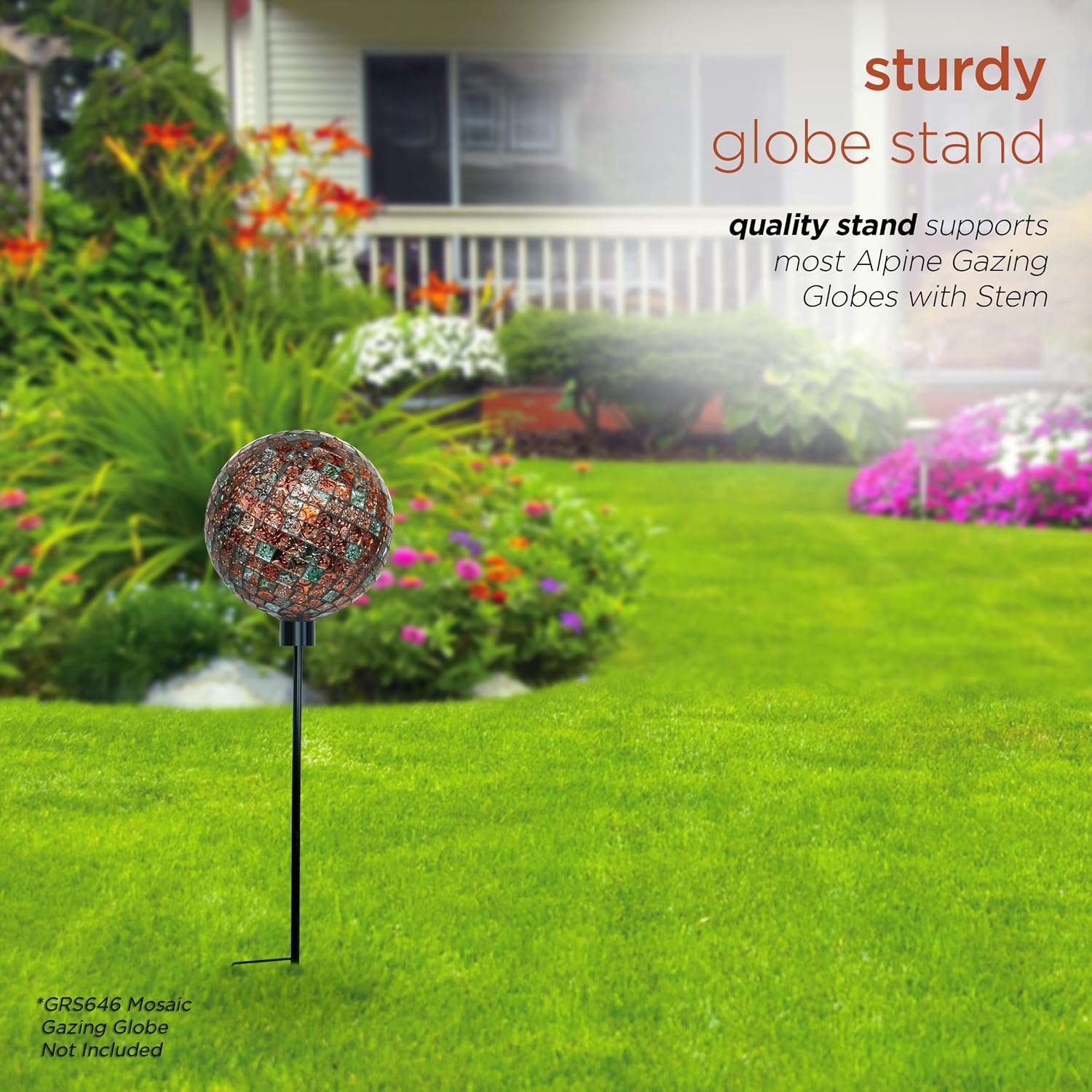 Alpine Corporation 12" Tall Indoor/Outdoor Roman Column Gazing Globe Display Stand