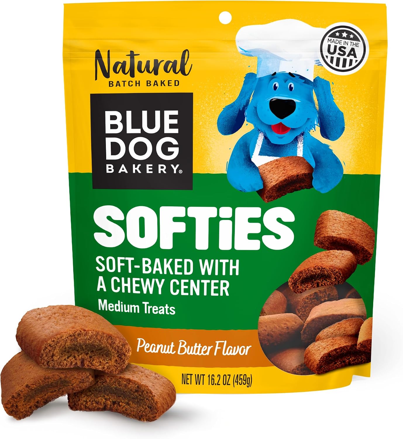Blue Dog Bakery Natural Dog Treats, Softies, Peanut Butter Flavor, 16.2oz Bag, 6 Bags | Soft & Chewy Oven-Baked Dog Treat Chews, Made with Real Peanut Butter & Other Real Premium Wholesome Ingredients in the USA