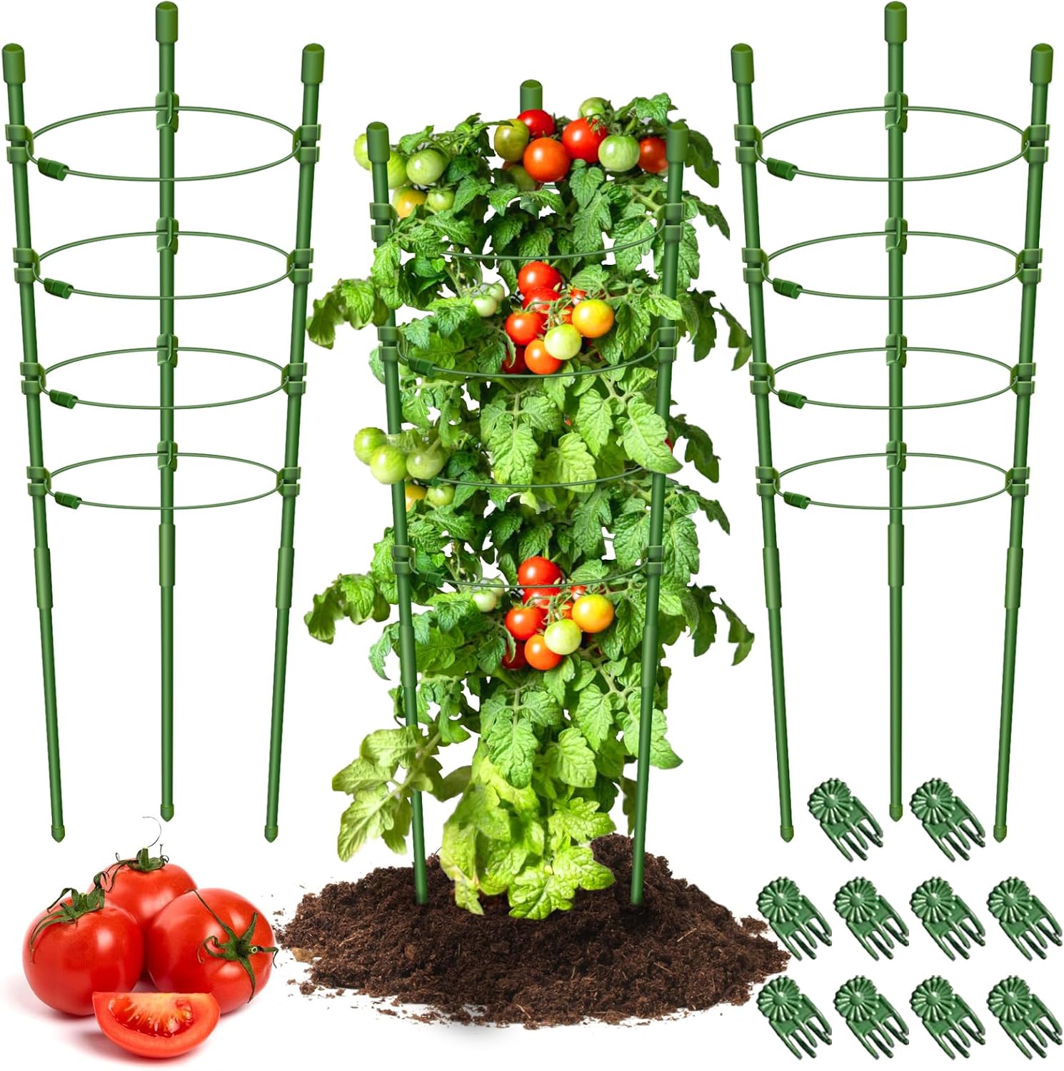 Legigo 3 Packs Plant Support Cages Tomato Cage for Garden- 18 Inch Adjustable Garden Cucumber Trellis Plant Stakes